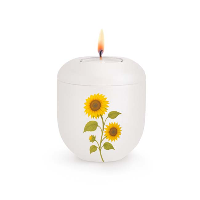 Urnwebshop Florique Waxinelicht Urntje Zonnebloemen (0.3 liter)