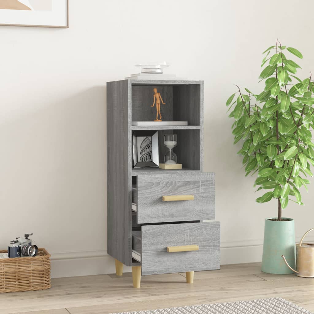 vidaXL Dressoir 34,5x34x90 cm bewerkt hout grijs sonoma eikenkleurig
