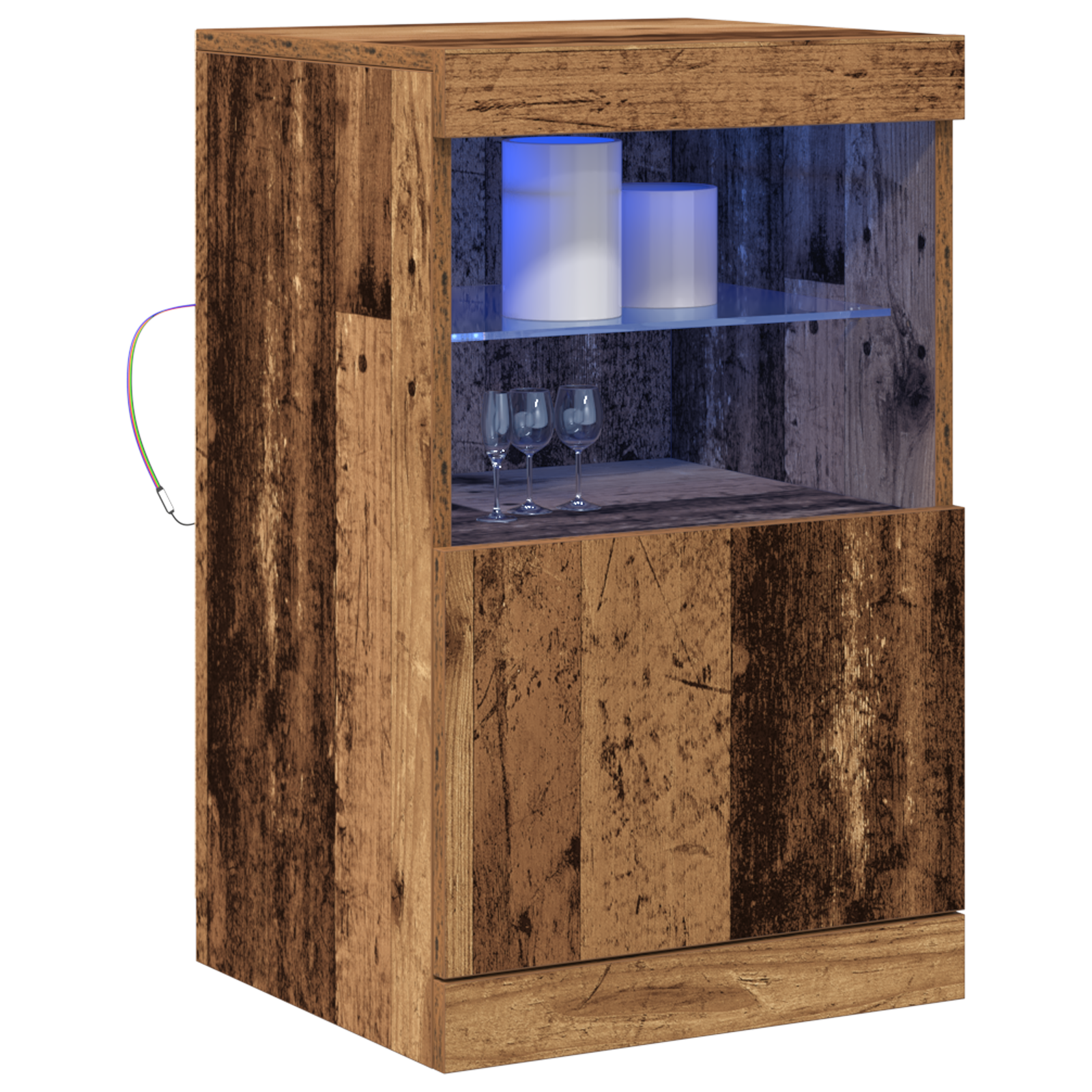 vidaXL Dressoir met LED-verlichting 41x37x67 cm oud houtkleurig