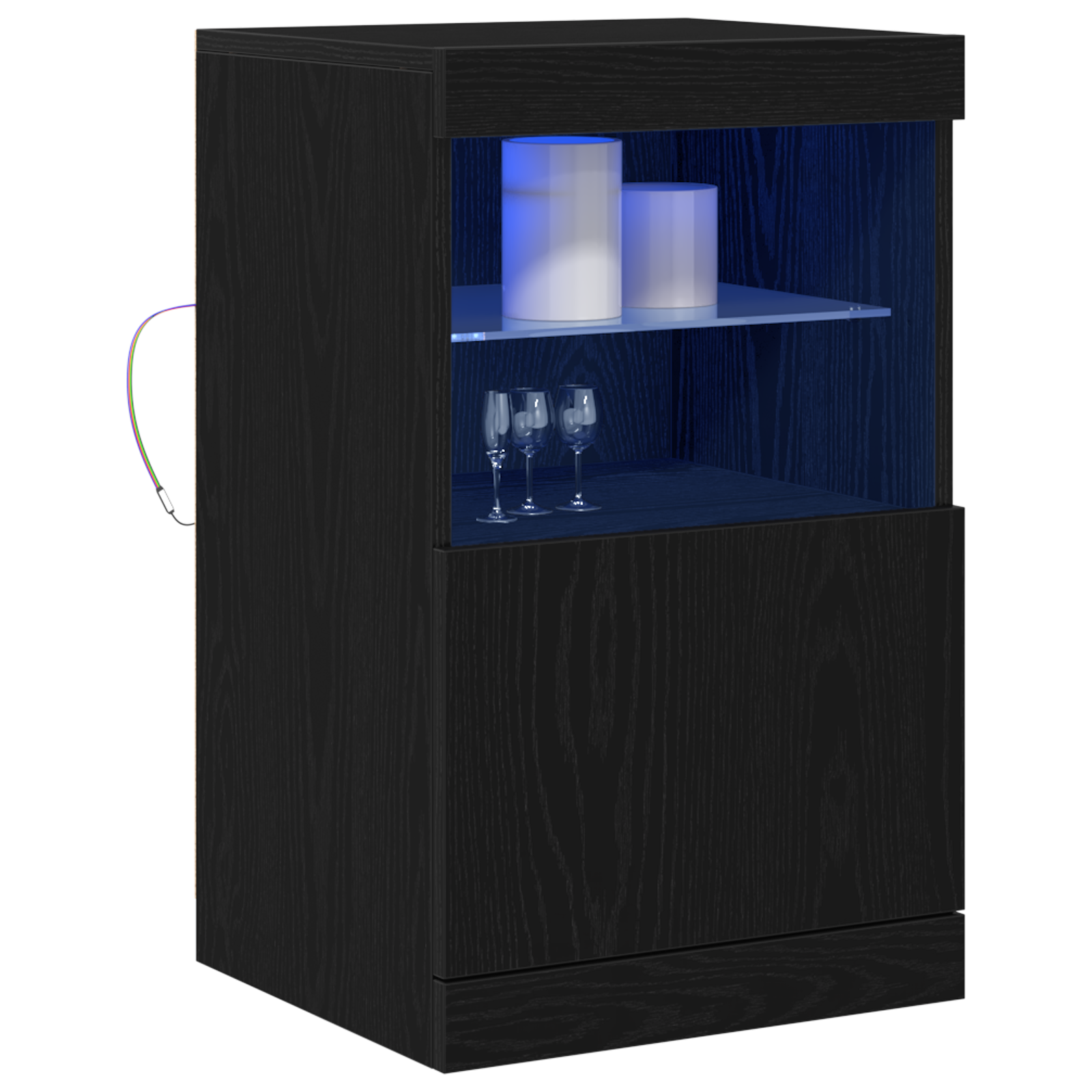vidaXL Dressoir met LED-verlichting 41x37x67 cm zwart eikenkleurig