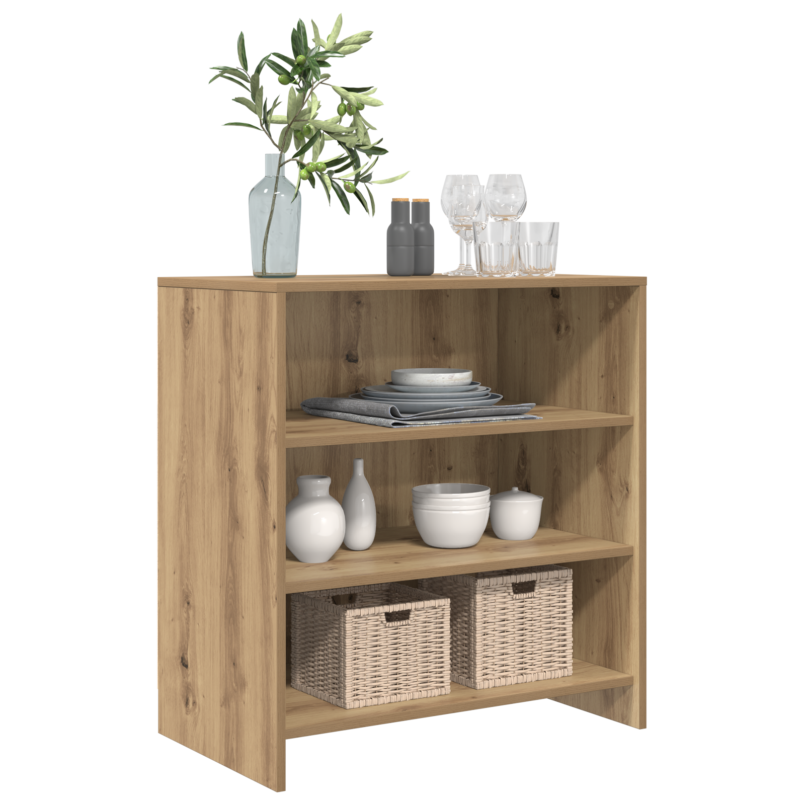 vidaXL Sideboard Massief Eiken 70x41x75 cm Bewerkt Hout