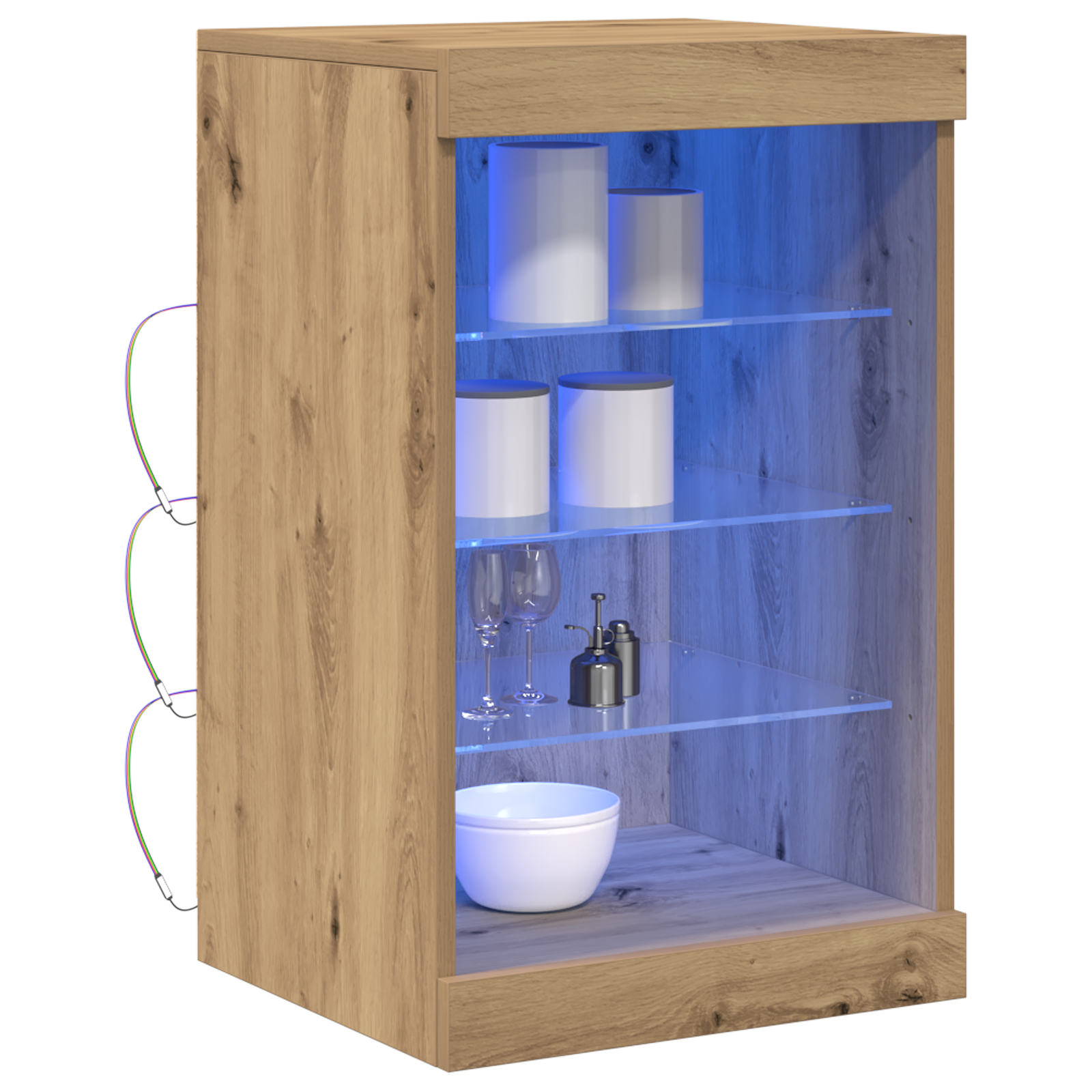 vidaXL Dressoir met LED-verlichting 41x37x67 cm artisanaal eiken