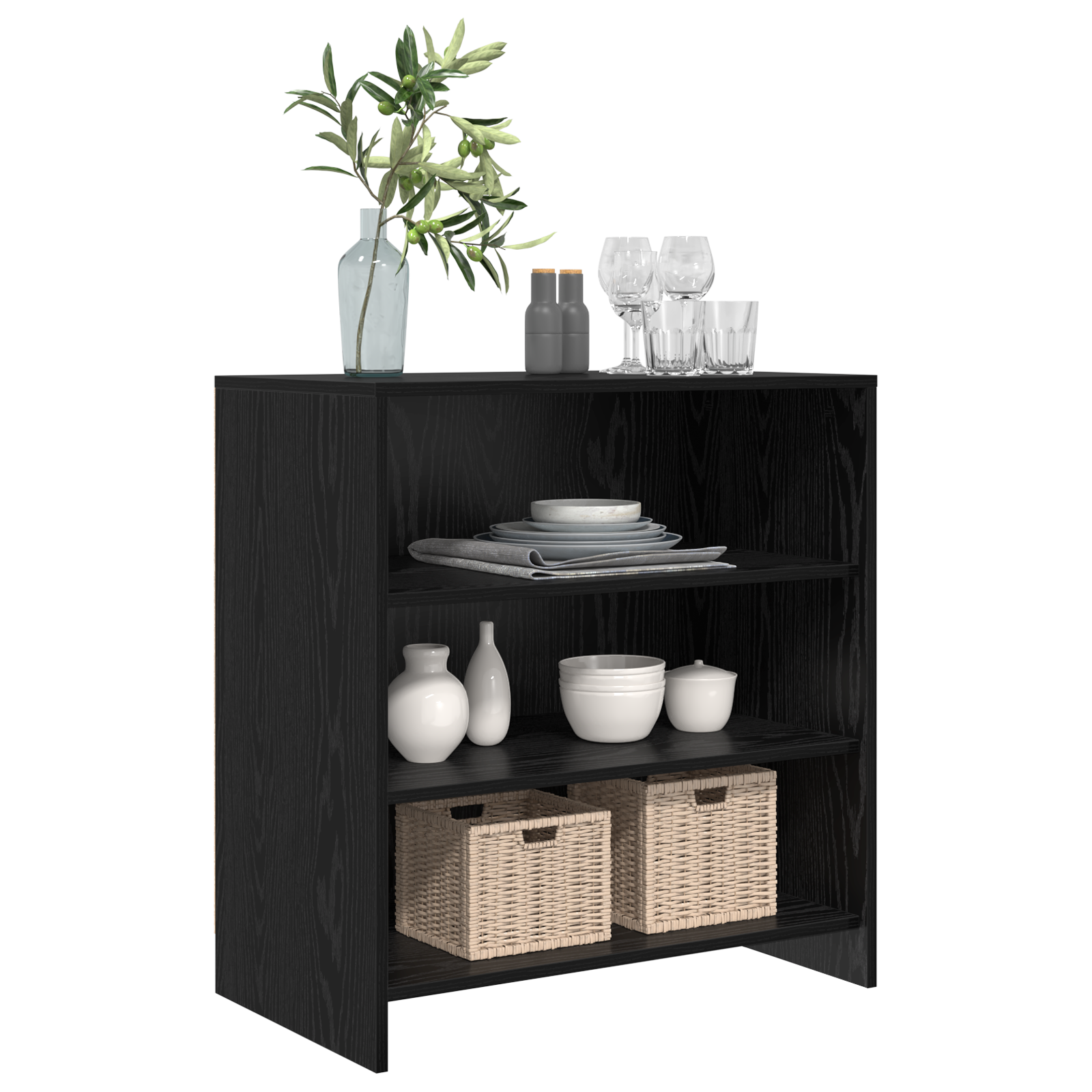 vidaXL Dressoir Zwart Eiken 70x41x75 cm Bewerkt Hout