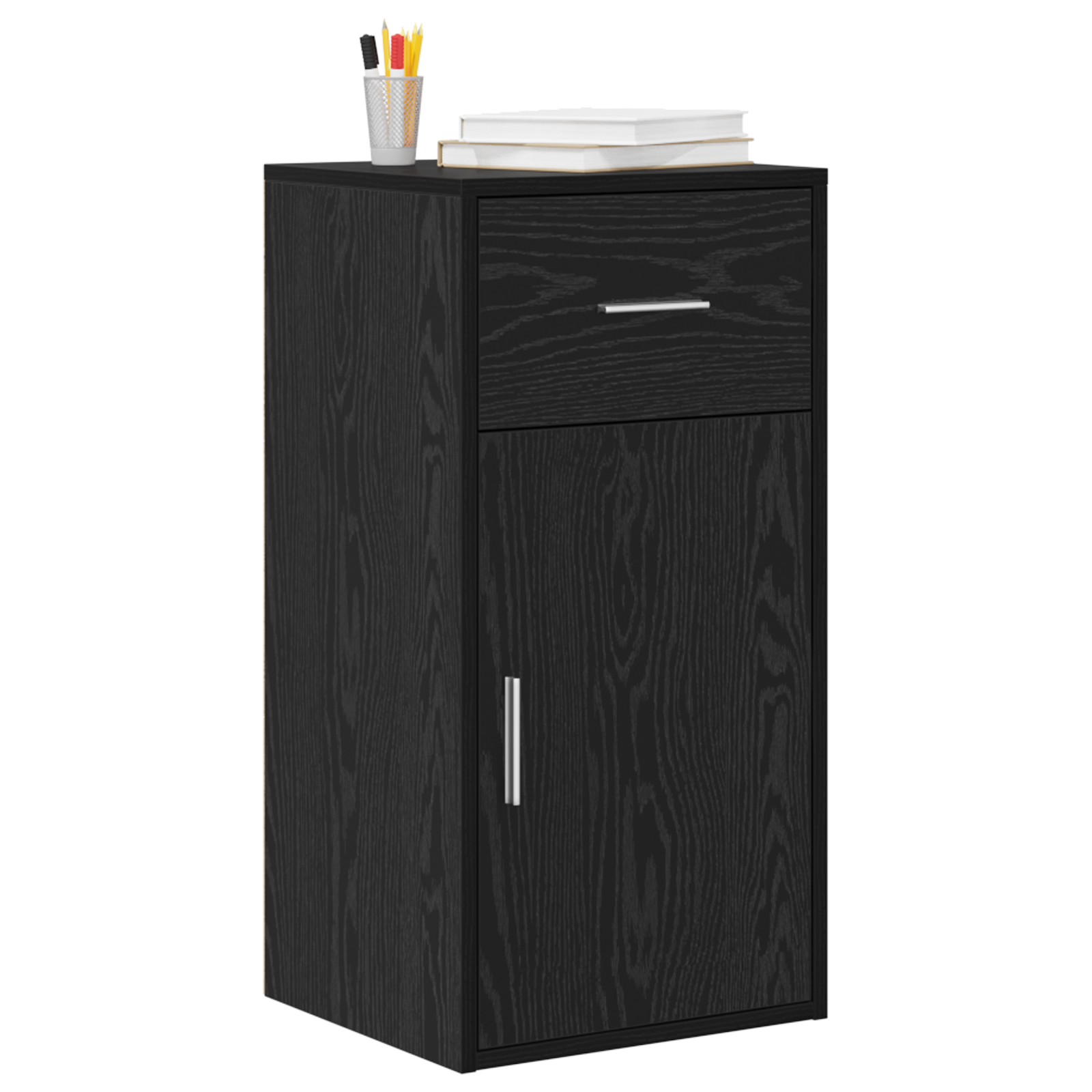 vidaXL Dressoir Zwart Eiken 38x34,5x75 cm Geengineerd Hout