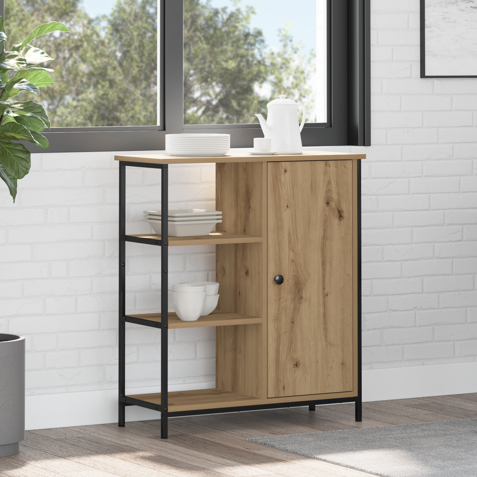 vidaXL Sideboard Artisan Eiken 70x30x80 cm Geengineerd Hout