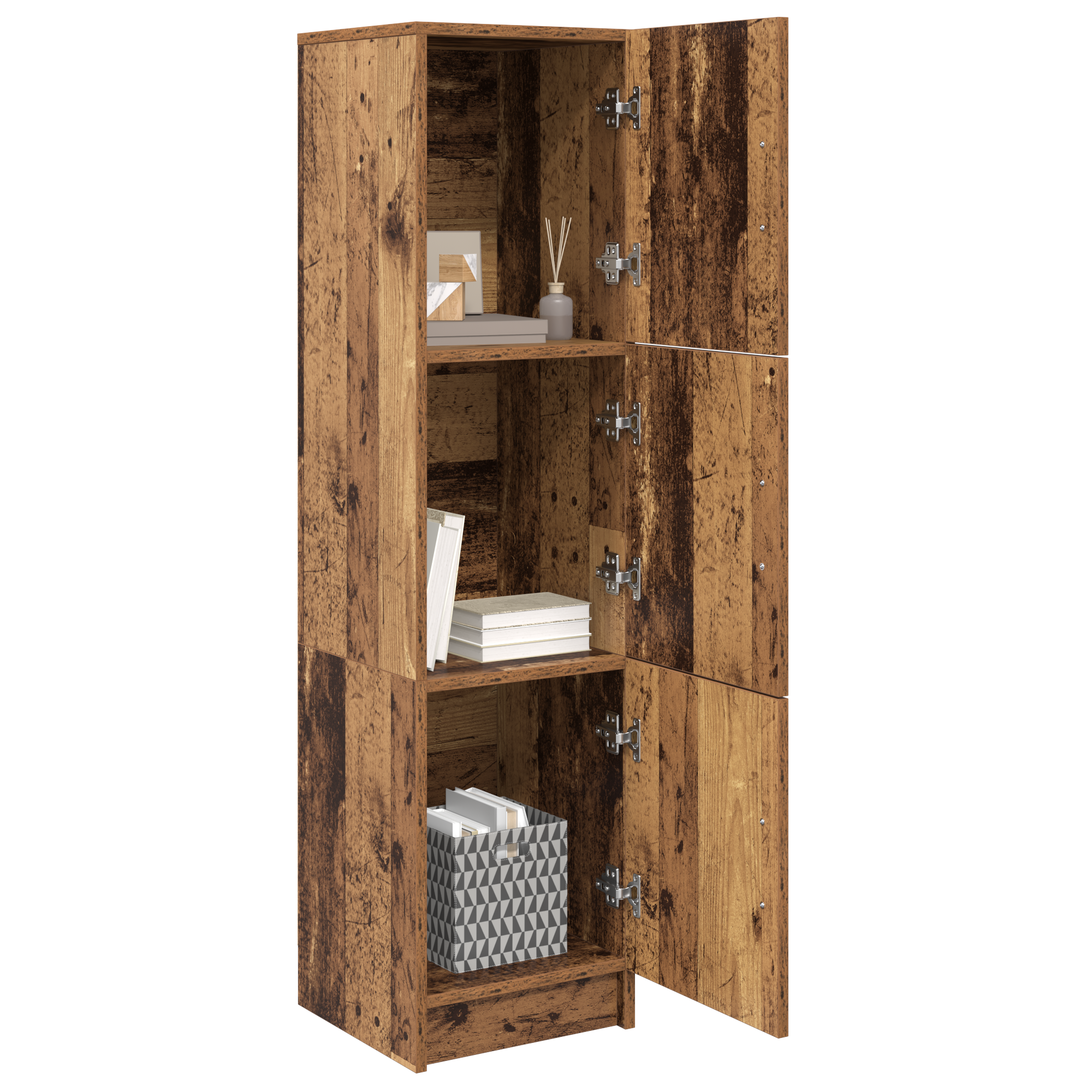 vidaXL Hoge Kast van Oud Hout 31,5x32x124 cm Gelaagd Hout