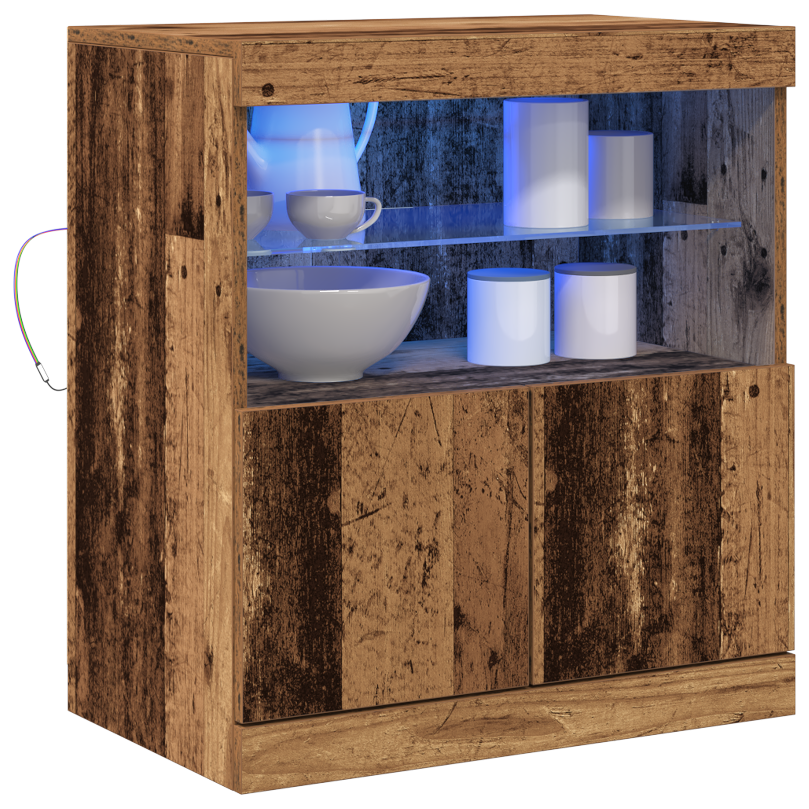 vidaXL Dressoir met LED-verlichting 60x37x67 cm oud houtkleurig