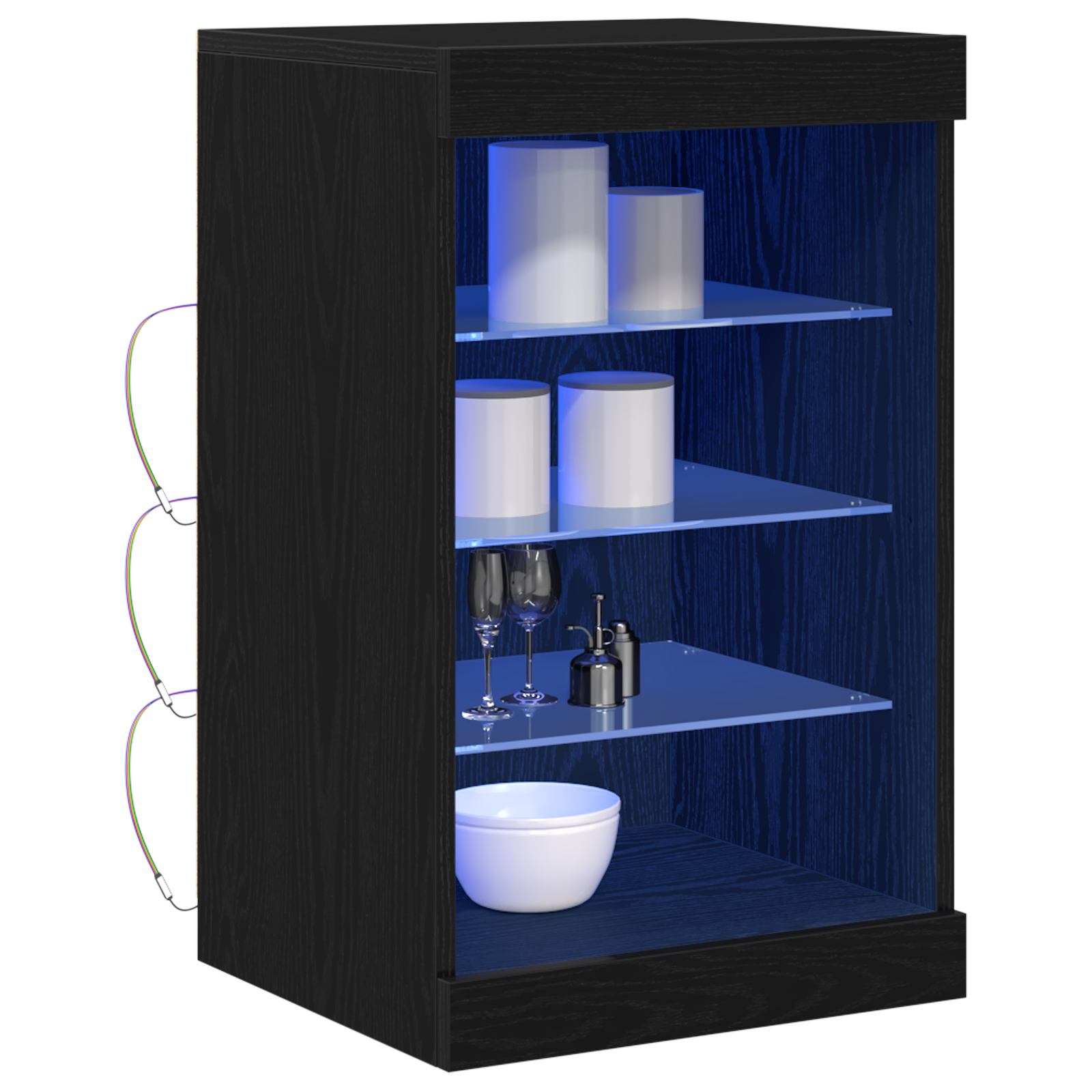 vidaXL Dressoir met LED-verlichting 41x37x67 cm zwart eikenkleurig