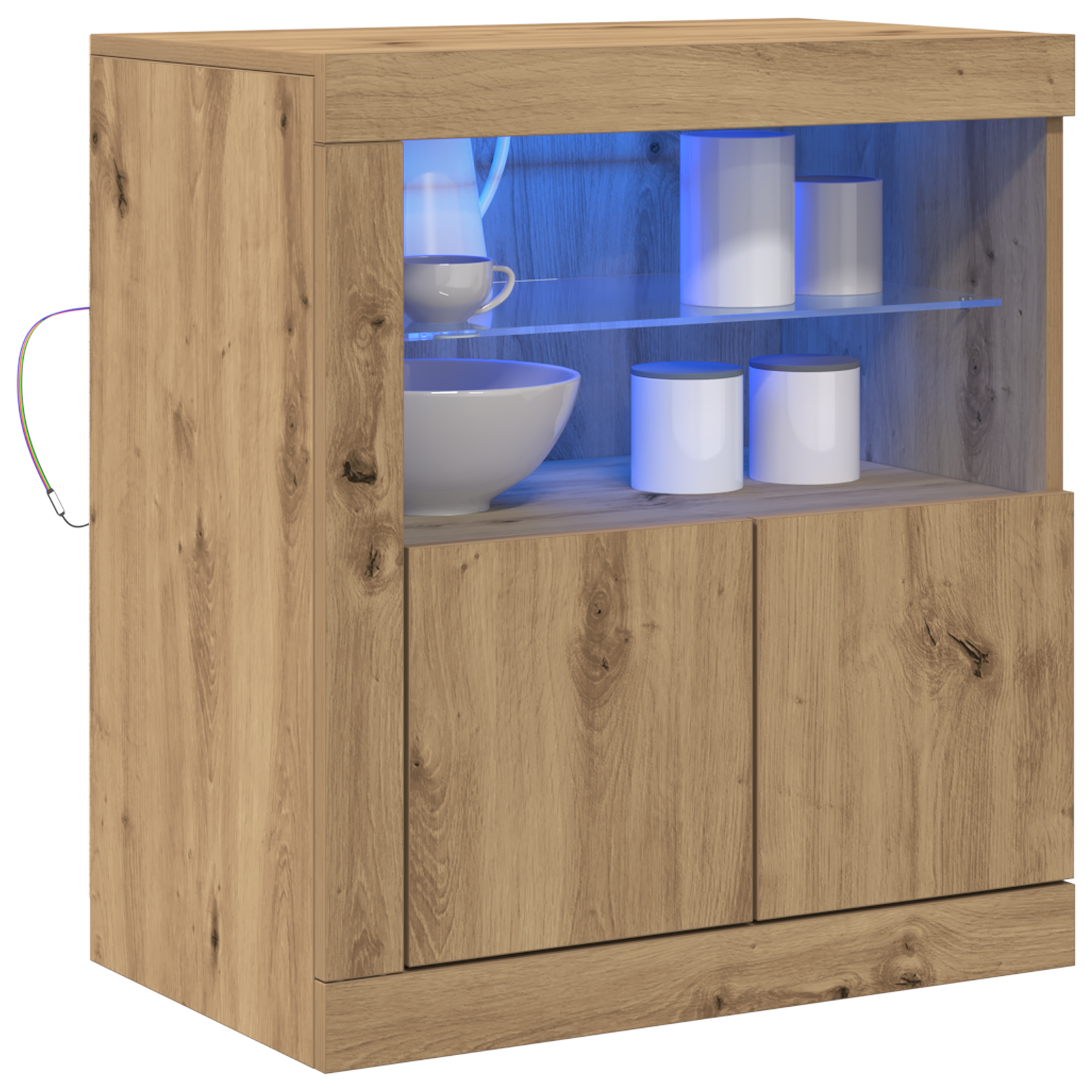 vidaXL Dressoir met LED-verlichting 60,5x37x67 cm artisanaal eiken
