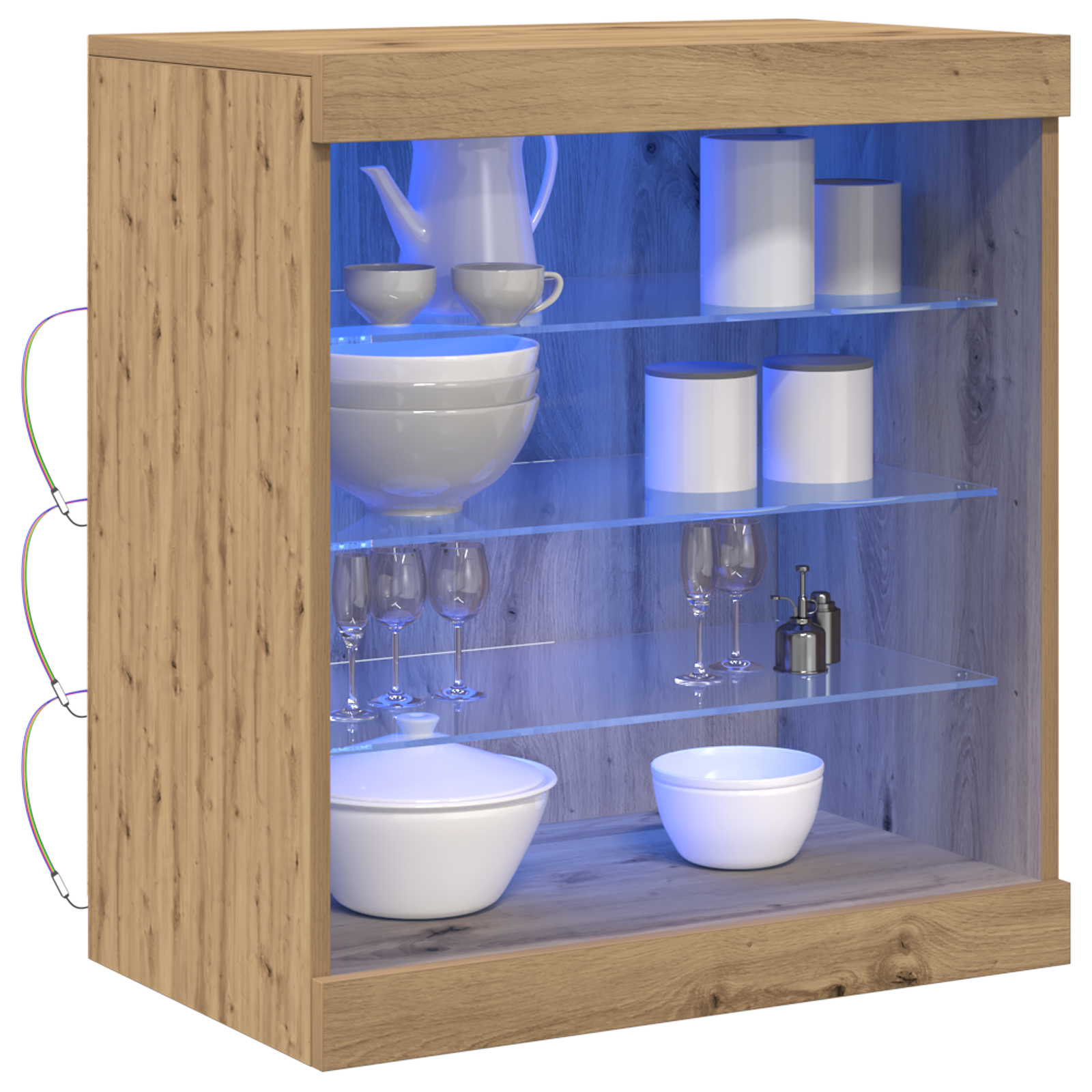 vidaXL Dressoir met LED-verlichting 60,5x37x67 cm artisanaal eiken