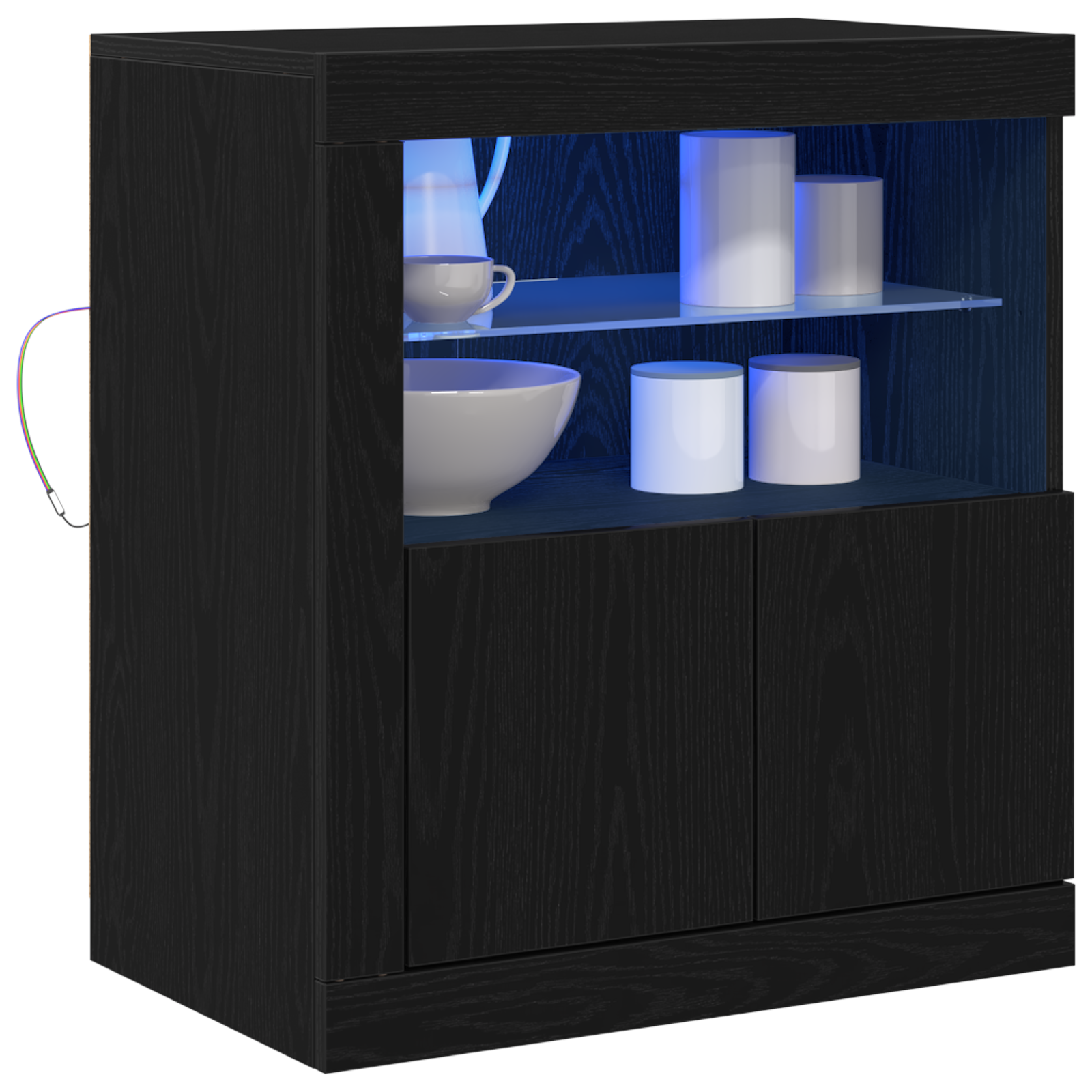 vidaXL Dressoir met LED-verlichting 60,5x37x67 cm zwart eikenkleurig