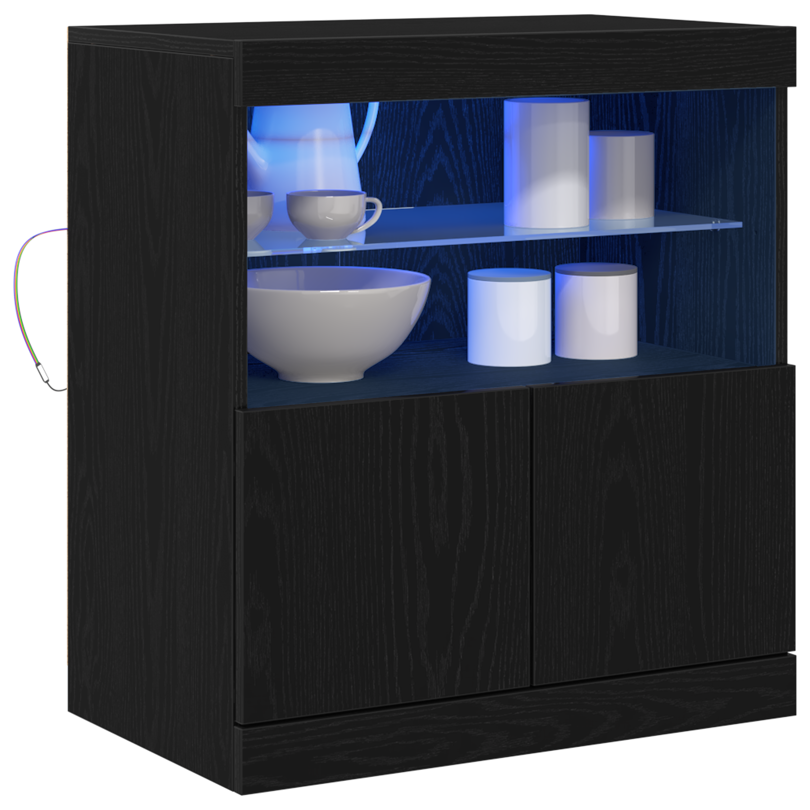 vidaXL Dressoir met LED-verlichting 60x37x67 cm zwart eikenkleurig