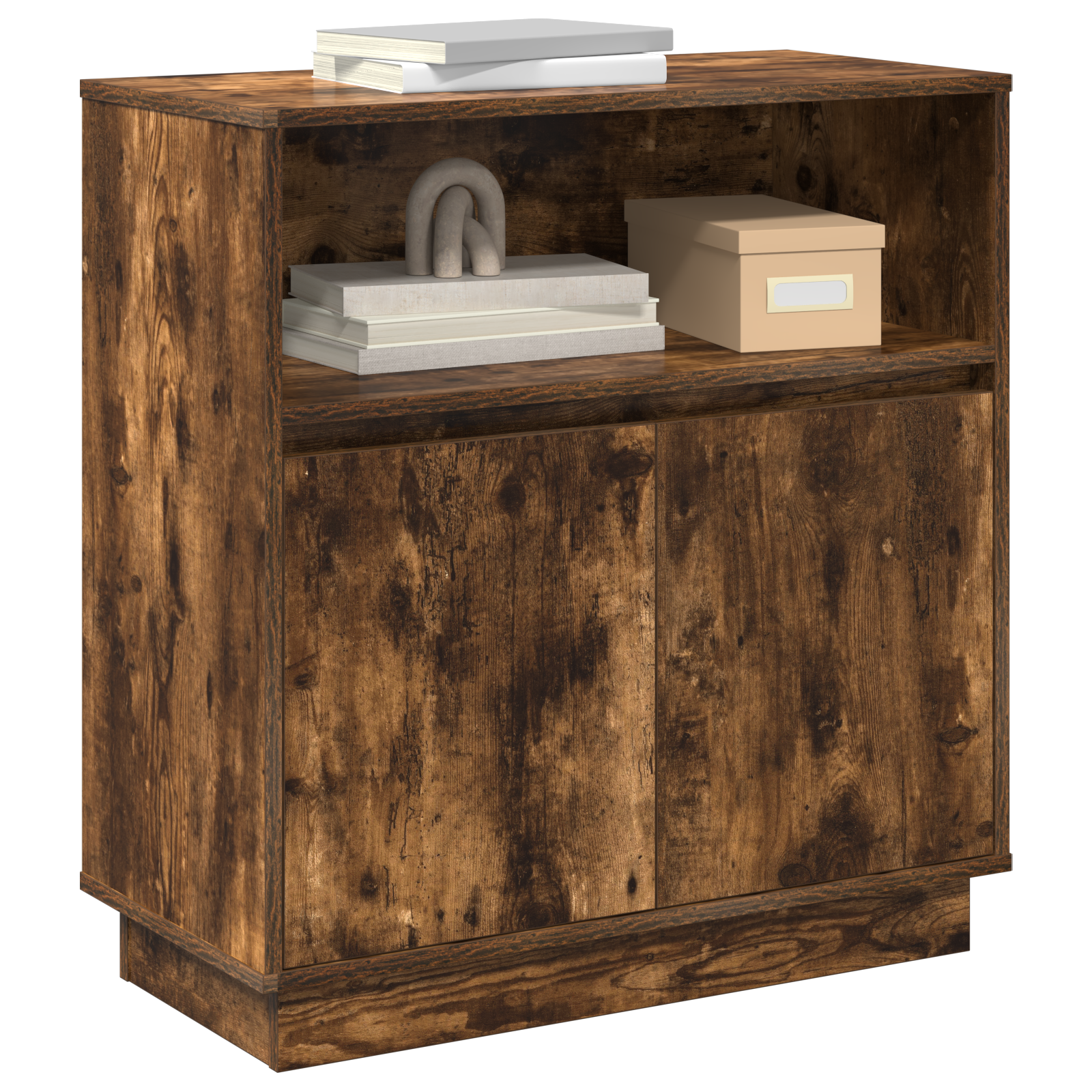 vidaXL Dressoir met LED 71x34,5x75 cm bewerkt hout gerookt eikenkleu