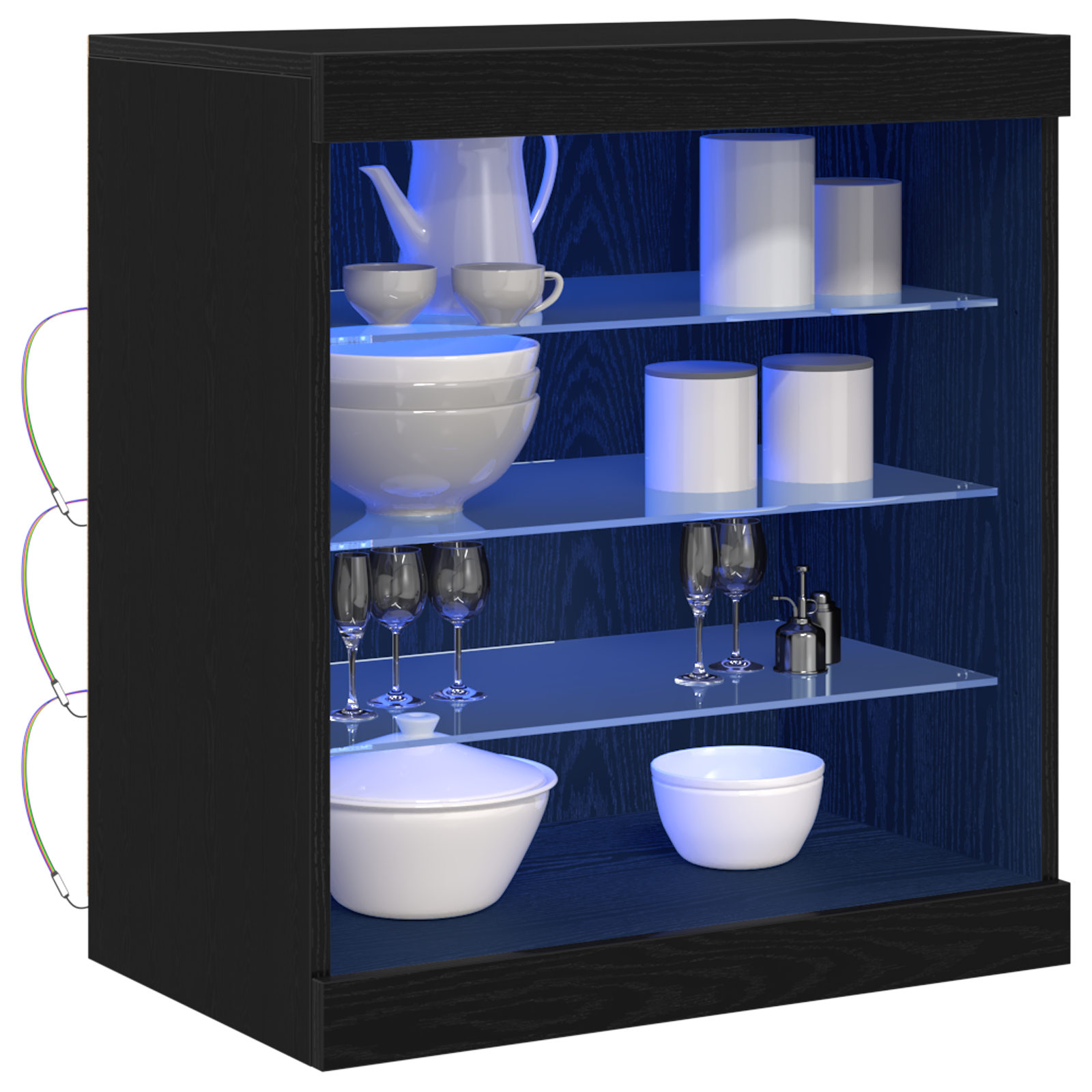 vidaXL Dressoir met LED-verlichting 60,5x37x67 cm zwart eikenkleurig