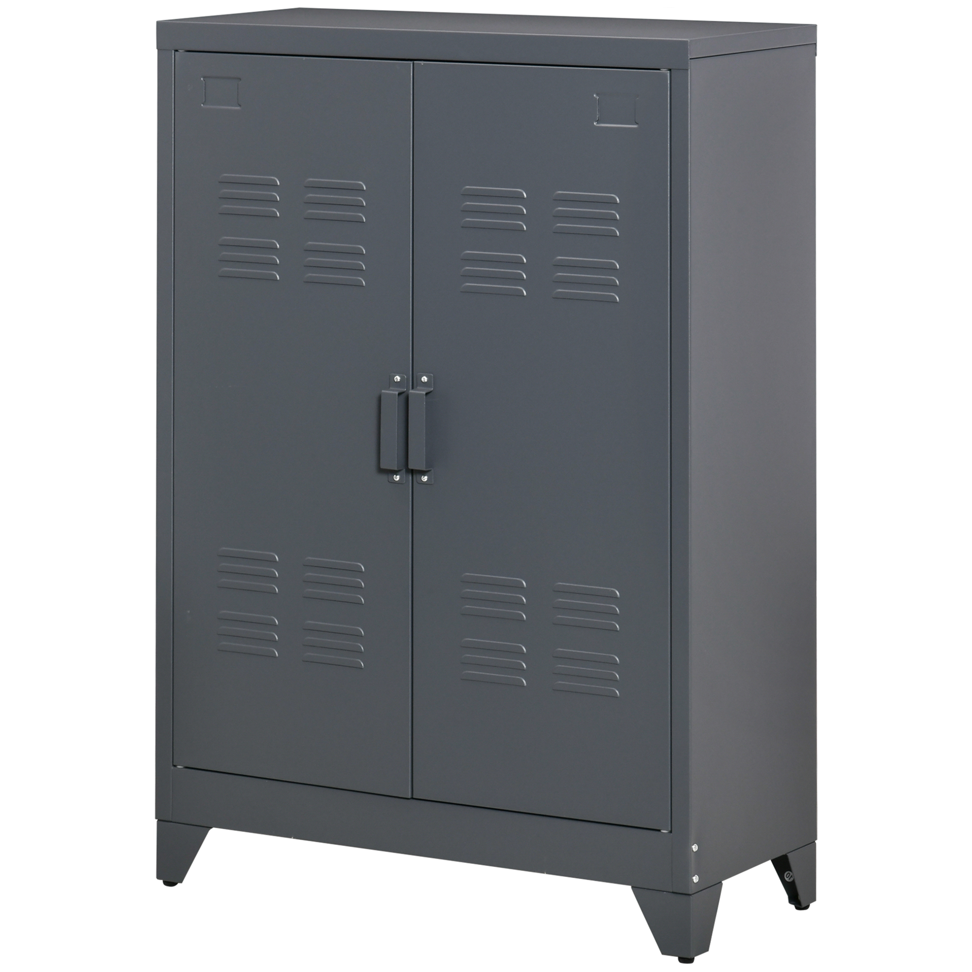 HOMCOM Dossierkast met Lamellendeuren, Opslagschrank, Metalen Schrank met 2 verstelbare planken, 75 x 33 x 110 cm, Grijs