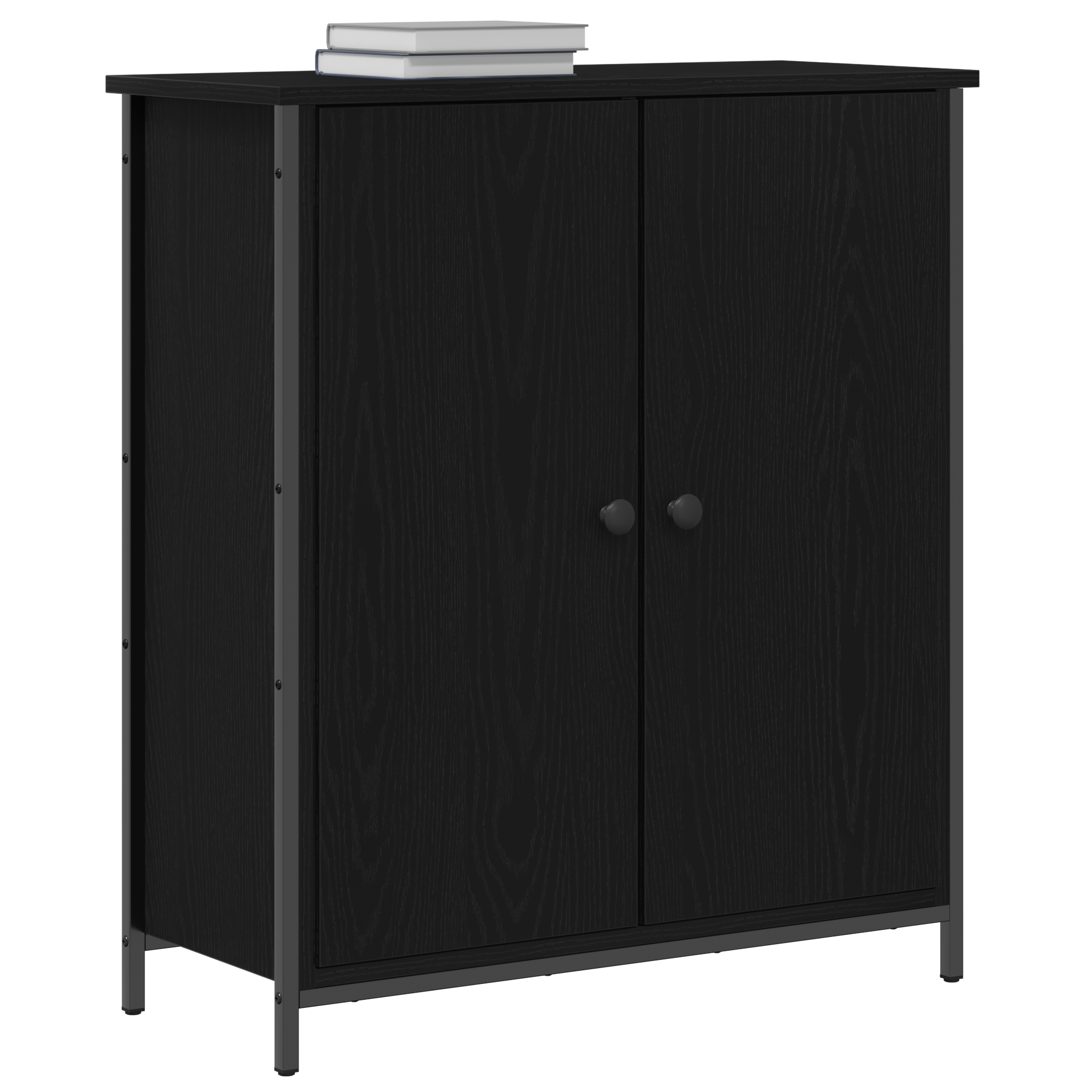 vidaXL Dressoir 70x30x80 cm bewerkt hout en staal zwart eikenkleurig