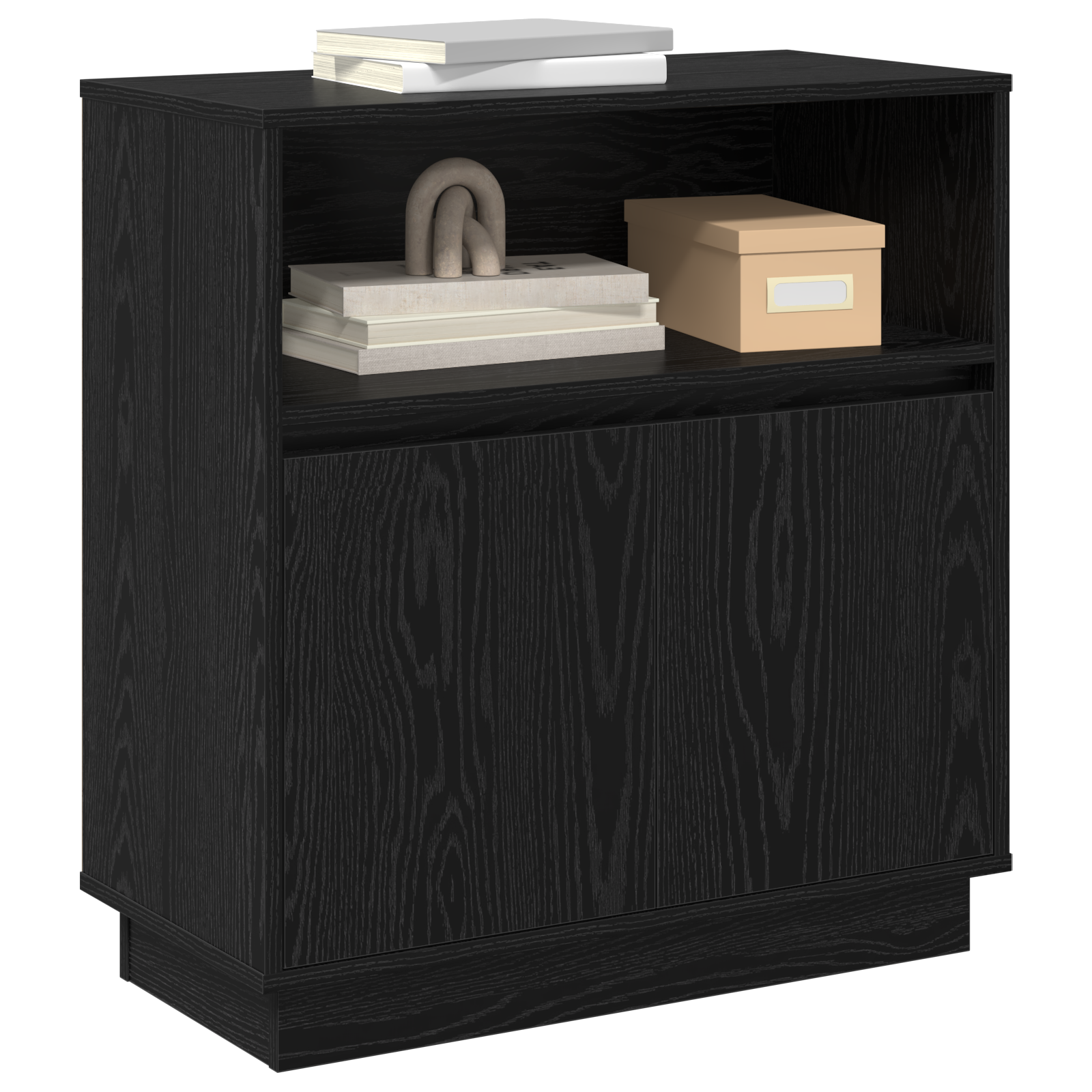 vidaXL Dressoir met LED 71x34,5x75 cm bewerkt hout zwart eikenkleurig
