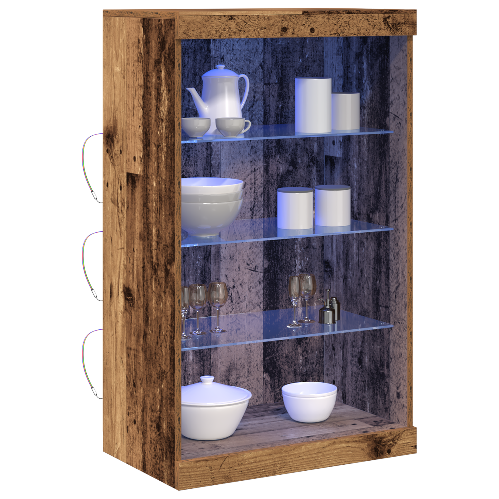vidaXL Dressoir met LED-verlichting 60,5x37x100 cm oud houtkleurig