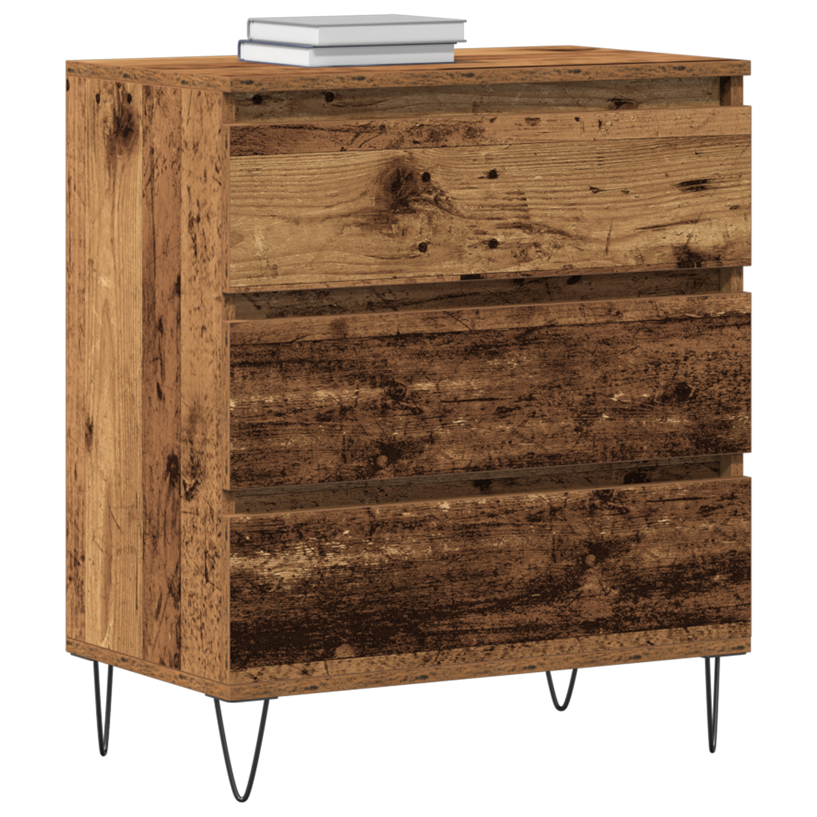 vidaXL Dressoir met lades 60x35x70 cm bewerkt hout oud houtkleurig