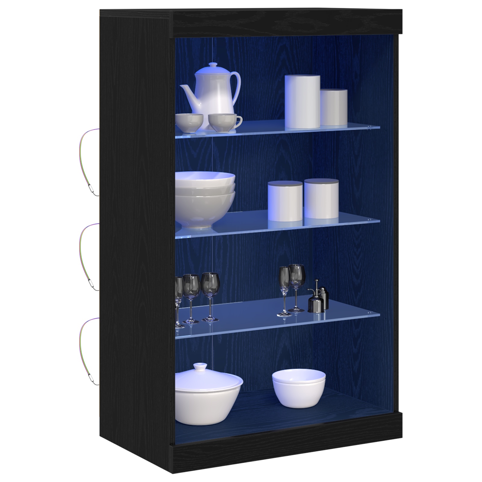 vidaXL Dressoir met LED-verlichting 60,5x37x100 cm zwart eikenkleurig
