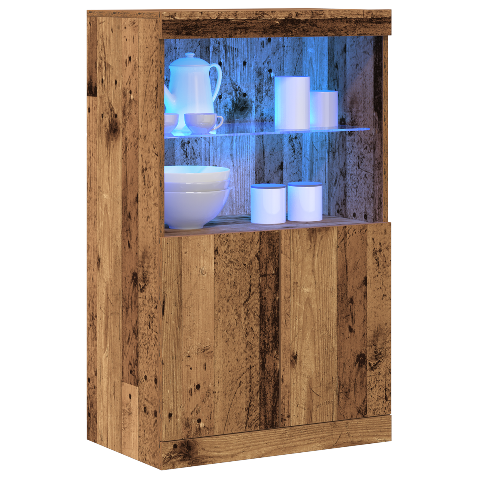 vidaXL Dressoir met LED-verlichting 60x37x100 cm oud houtkleurig