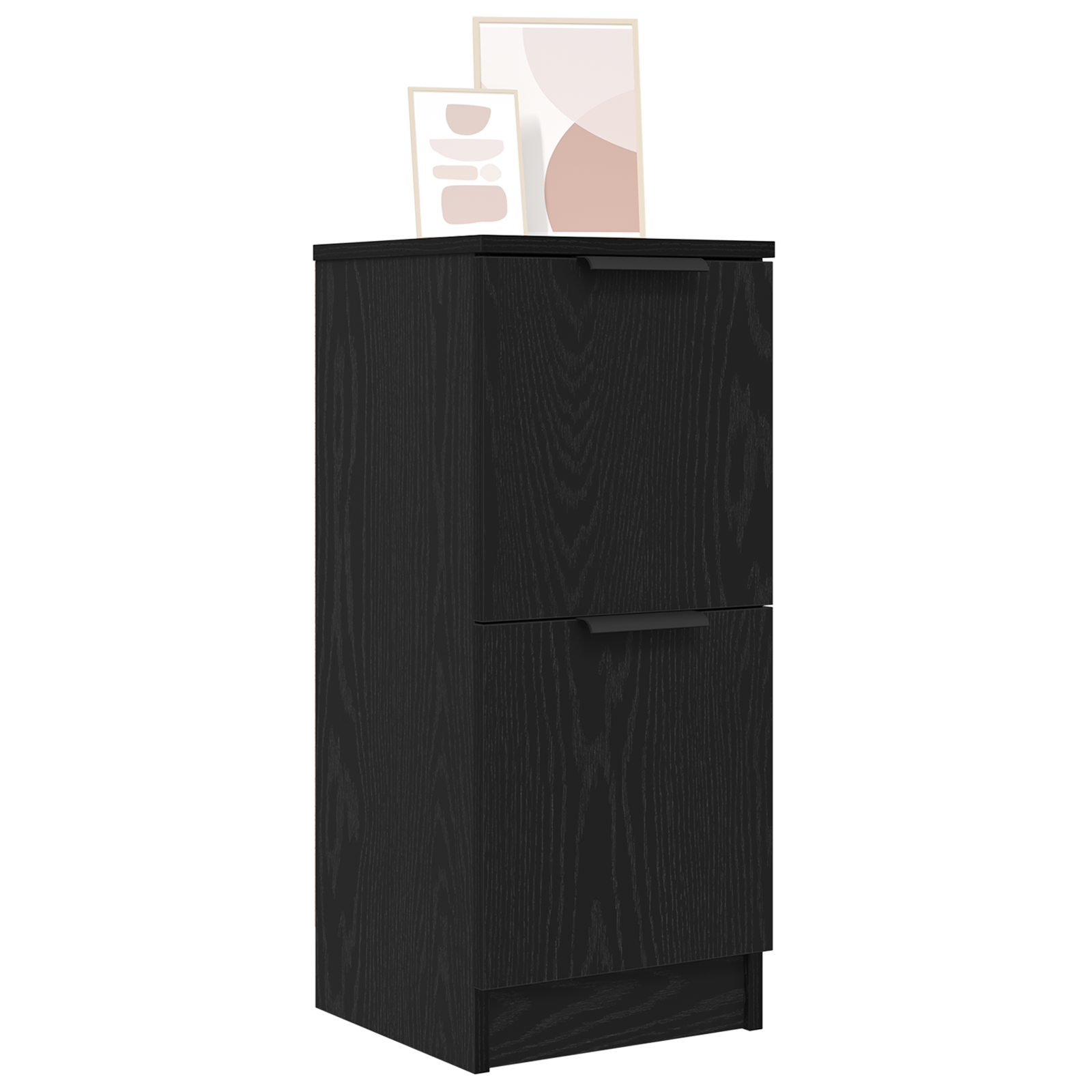 vidaXL Dressoirs 2 stuks in Zwart Eiken, 30x30x70 cm, Gemaakt van Geengineerd Hout