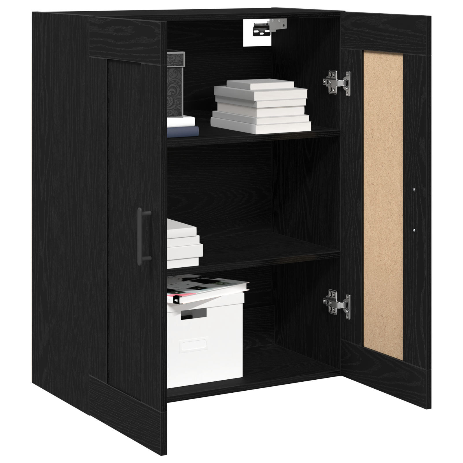 vidaXL Hoge kast 69,5x34x90 cm bewerkt hout zwart eikenkleurig