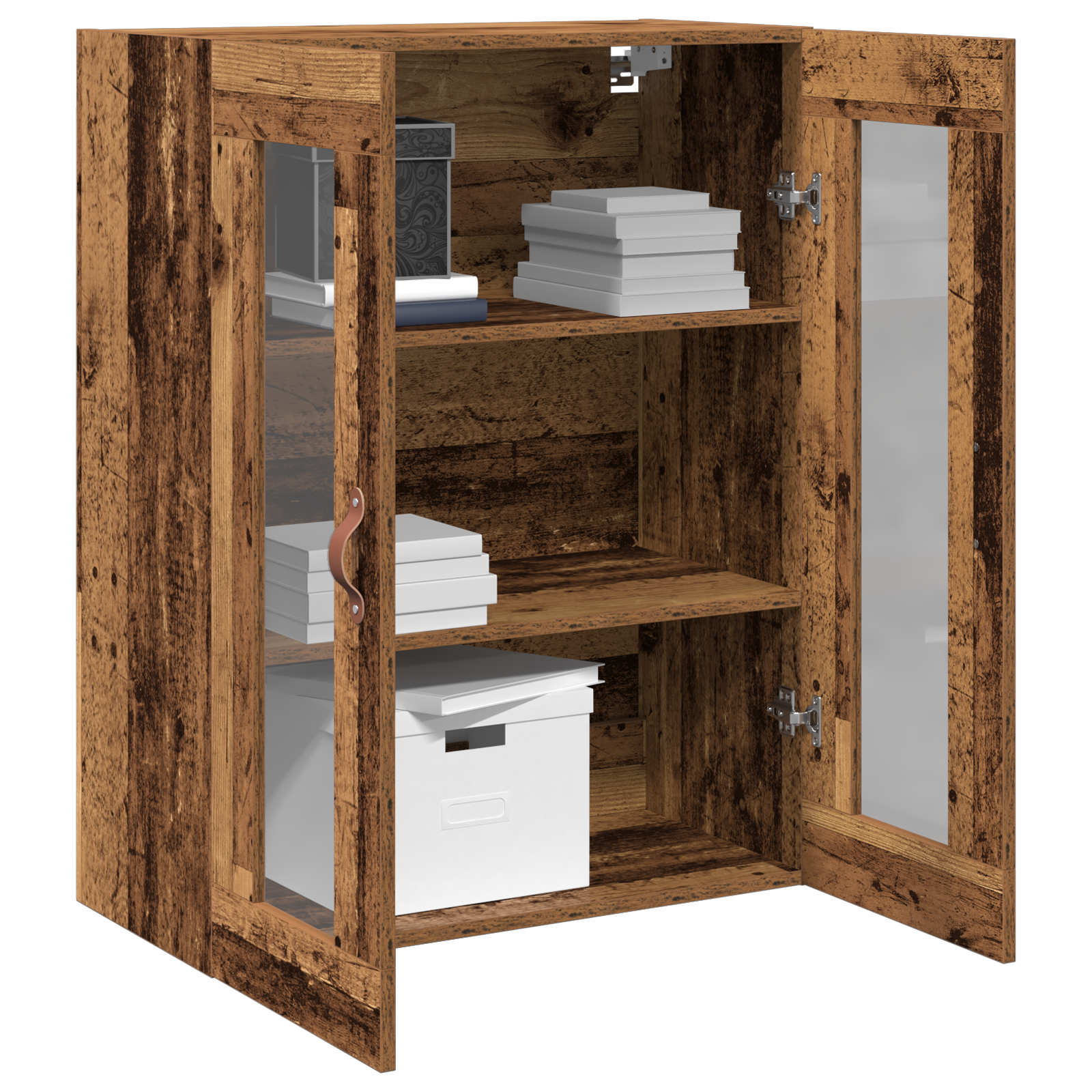vidaXL Wandkast met glazen deuren 69,5x34x90 cm oud houtkleurig