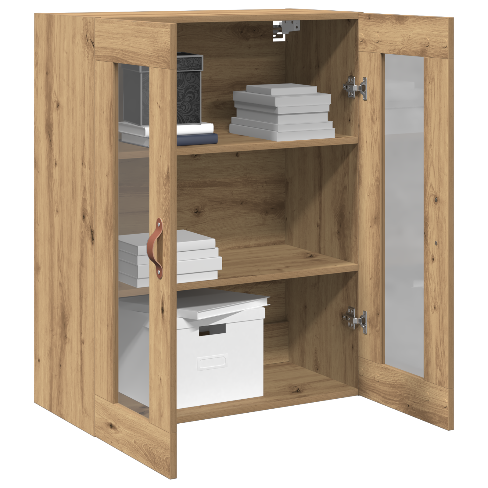 vidaXL Wandkast met glazen deuren 69,5x34x90 cm artisanaal eiken