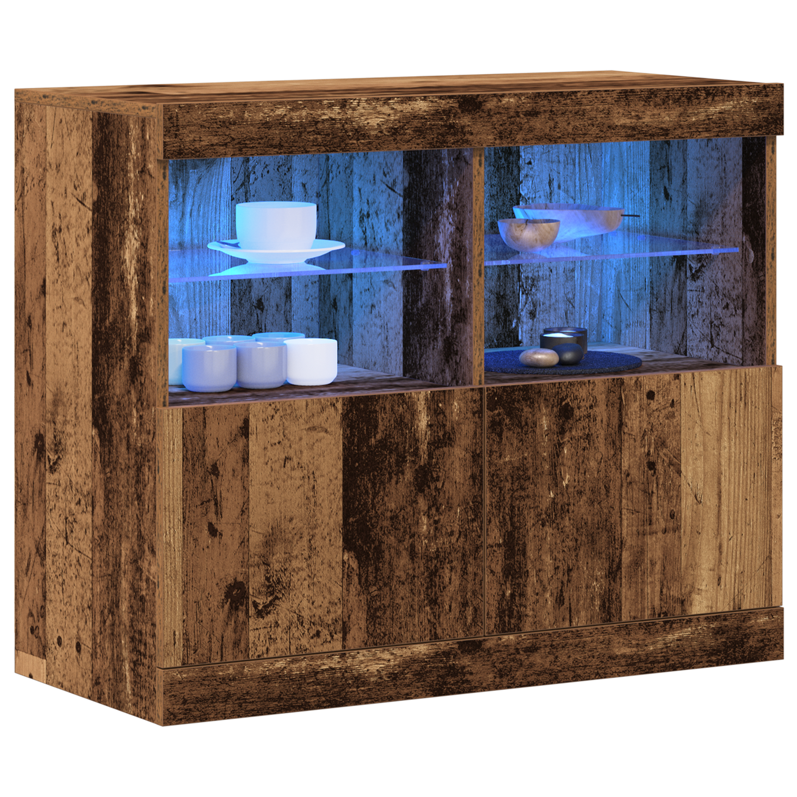 vidaXL Dressoir met LED-verlichting 81x37x67 cm oud houtkleurig