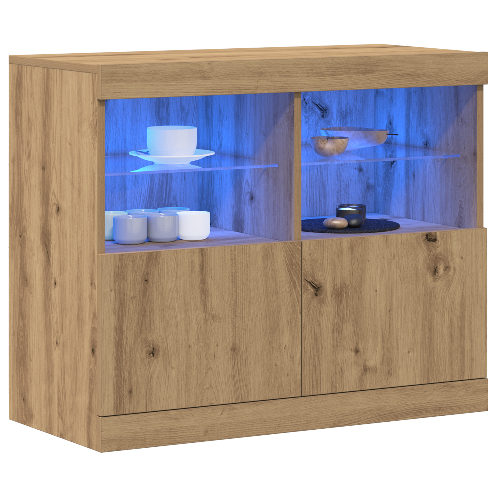 vidaXL Dressoir met LED-verlichting 81x37x67 cm artisanaal eiken