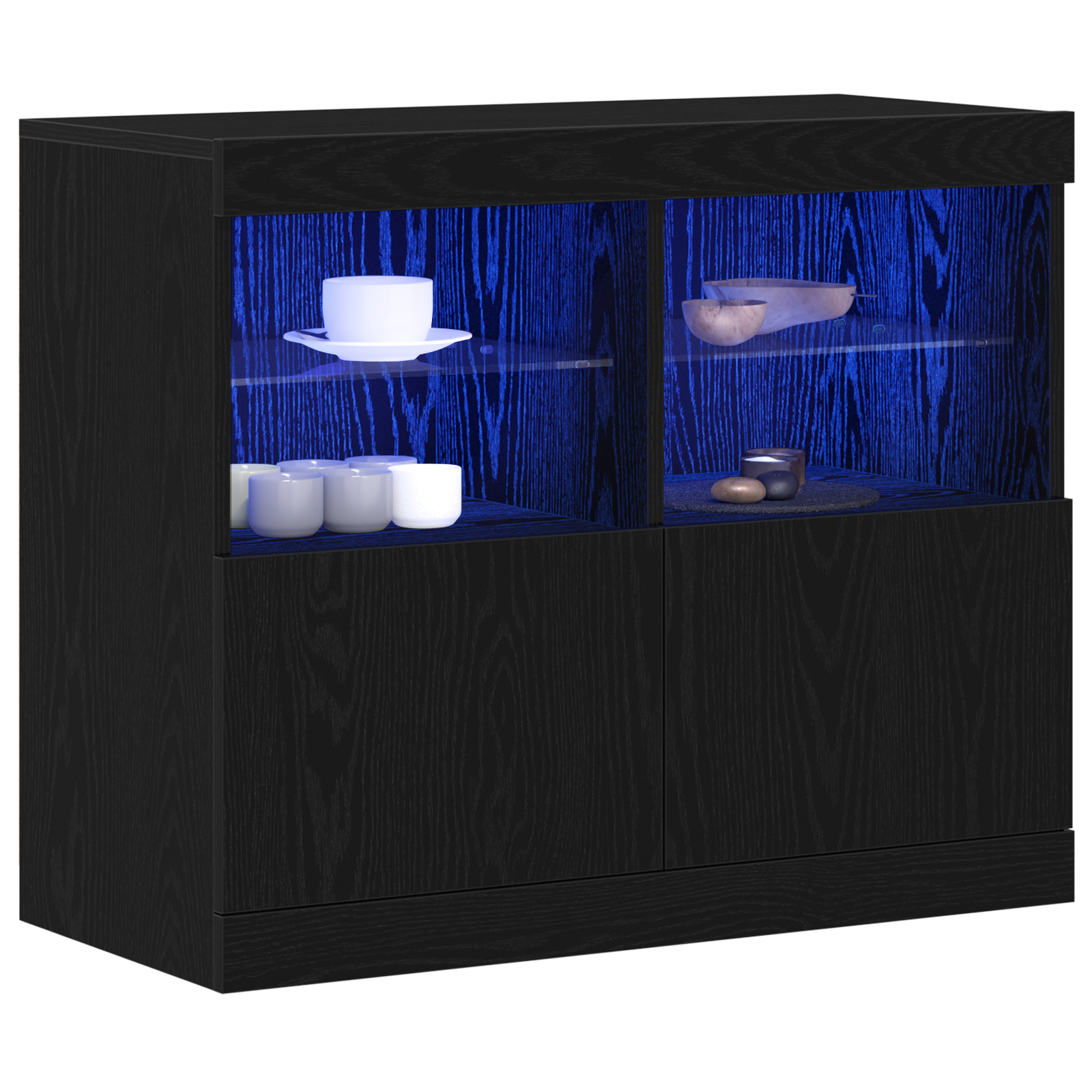 vidaXL Dressoir met LED-verlichting 81x37x67 cm zwart eikenkleurig