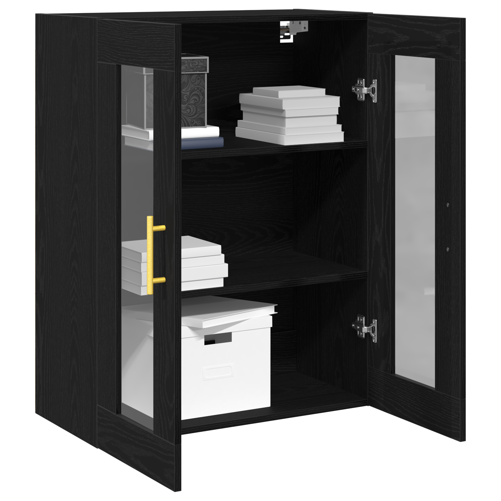 vidaXL Wandkast met glazen deuren 69,5x34x90 cm zwart eikenkleurig