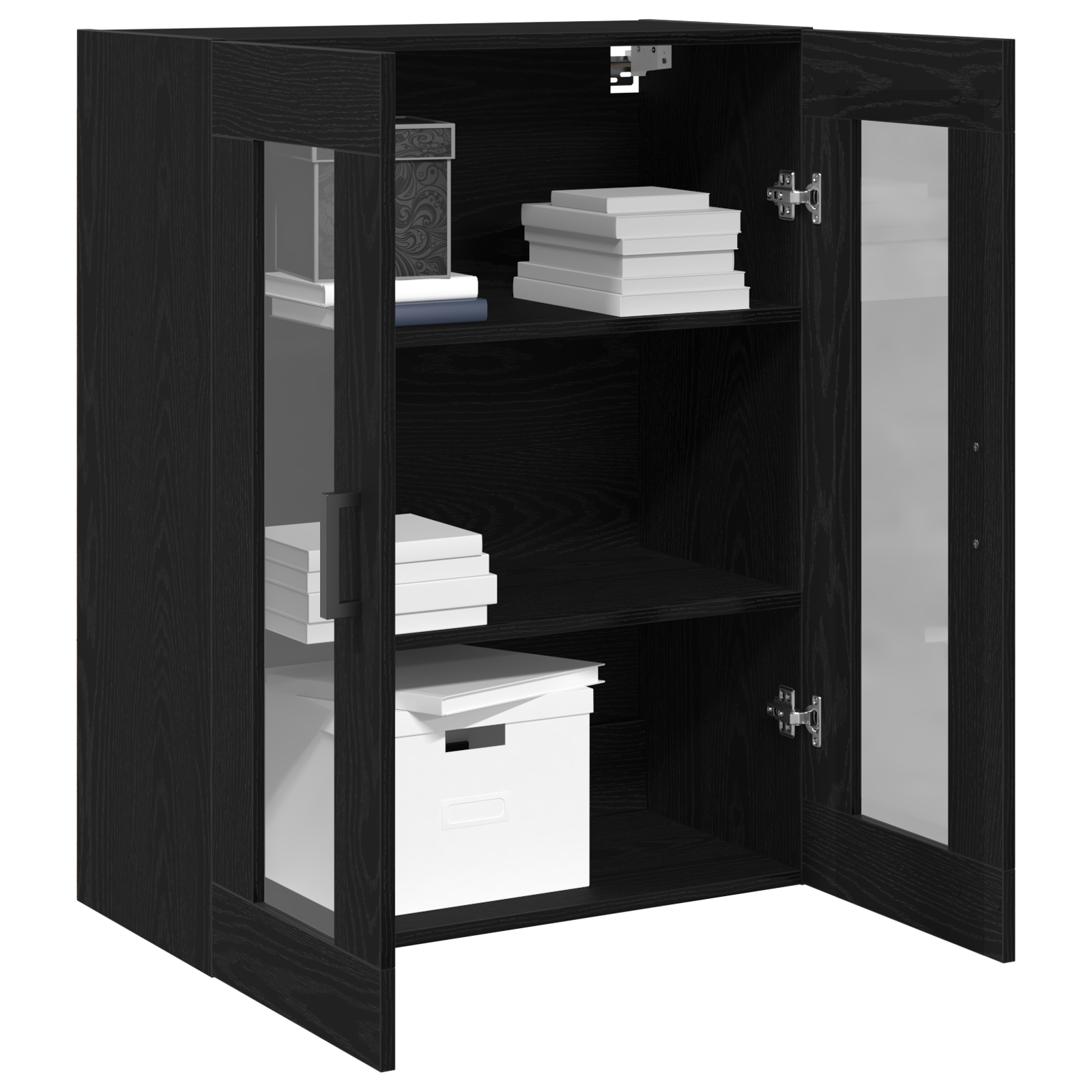 vidaXL Wandkast met glazen deuren 69,5x34x90 cm zwart eikenkleurig