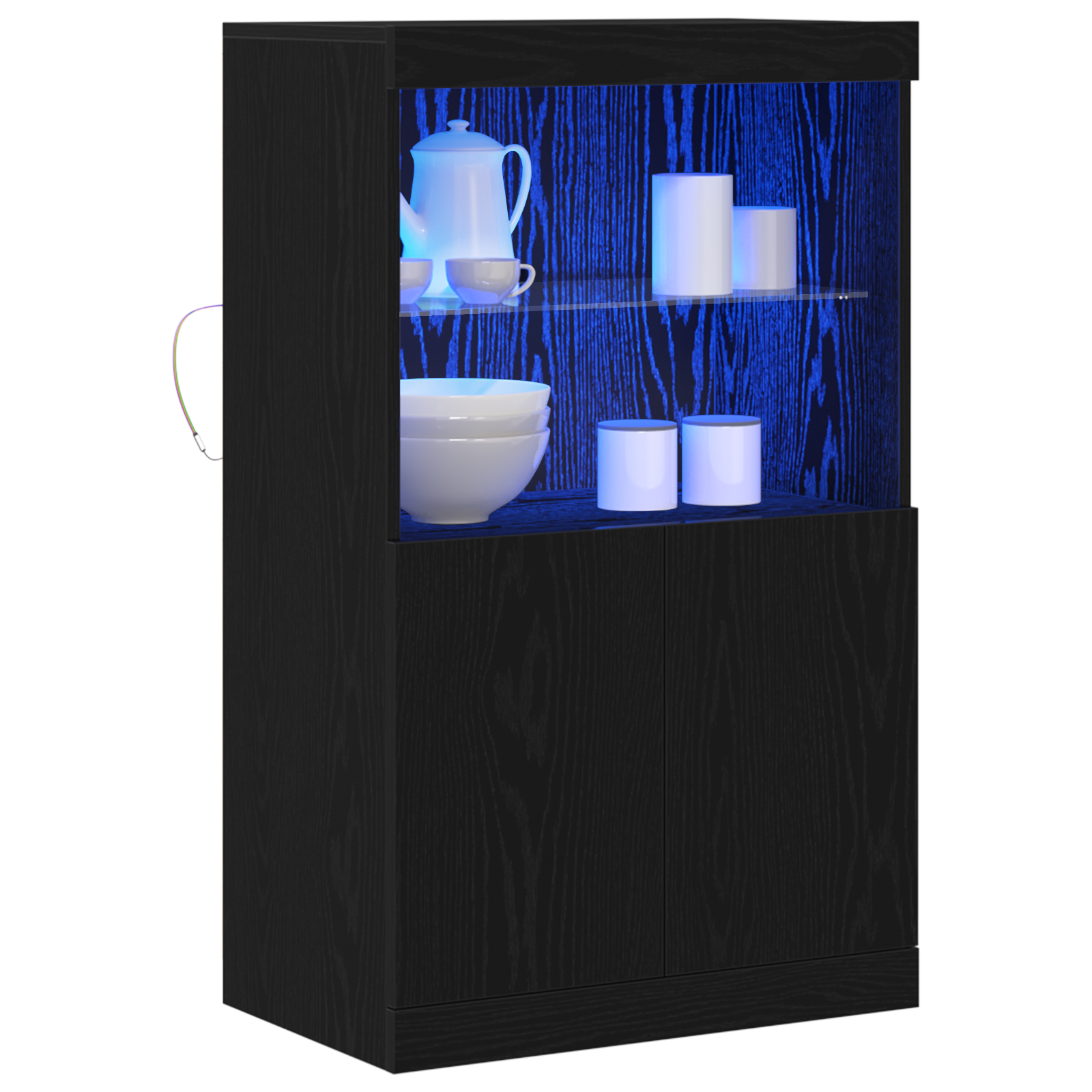 vidaXL Dressoir met LED-verlichting 60x37x100 cm zwart eikenkleurig