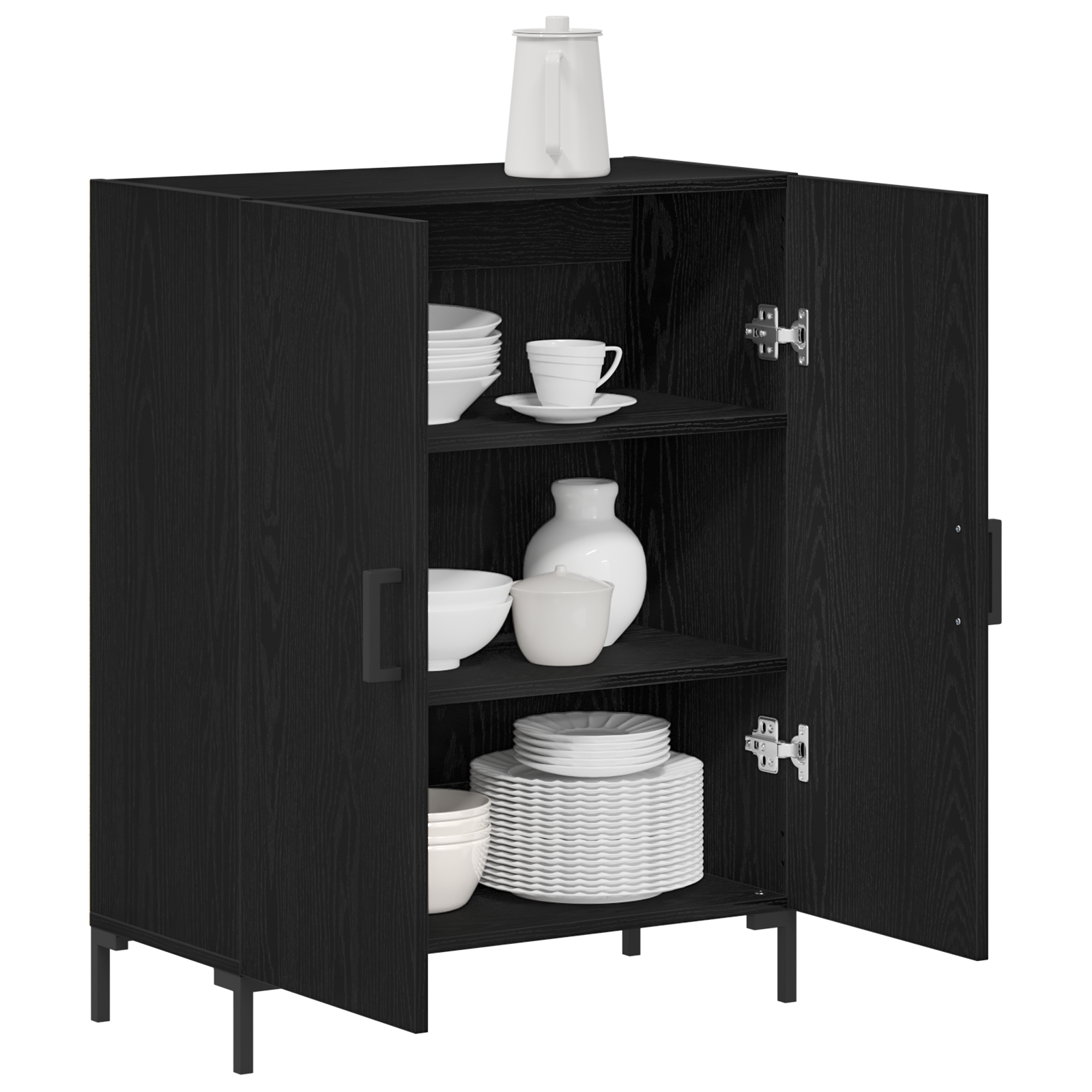 vidaXL Dressoir 69,5x34x90 cm bewerkt hout zwart eikenkleurig