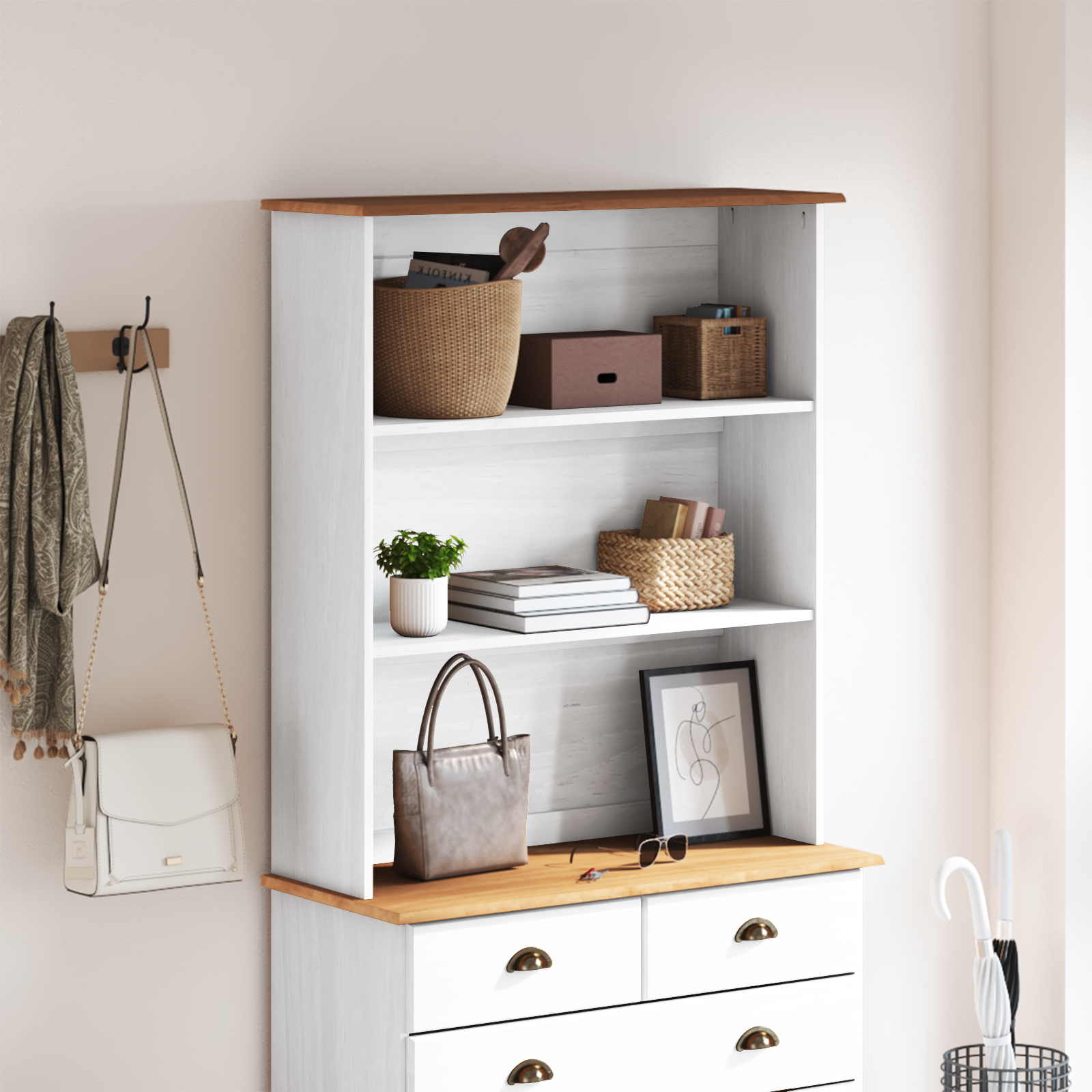 vidaXL Kast ASKIM 91x30x104 cm massief grenenhout wit