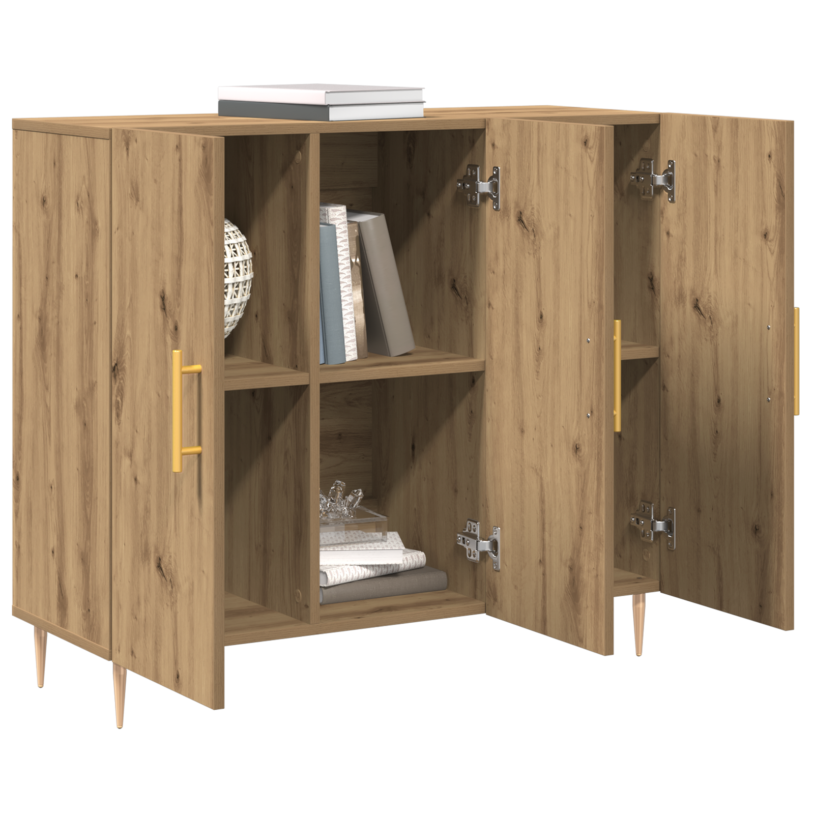 vidaXL Dressoir 90x34x80 cm bewerkt hout artisanaal eiken