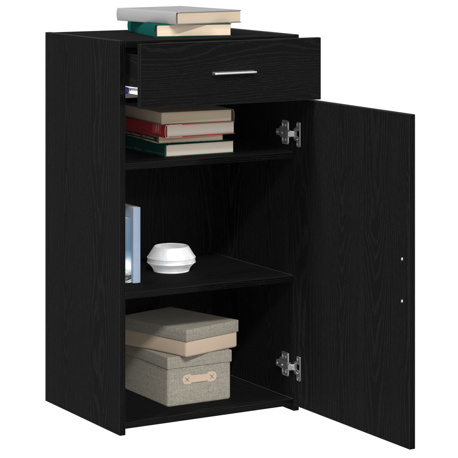 vidaXL Dressoir 30x42,5x93 cm bewerkt hout zwart eikenkleurig