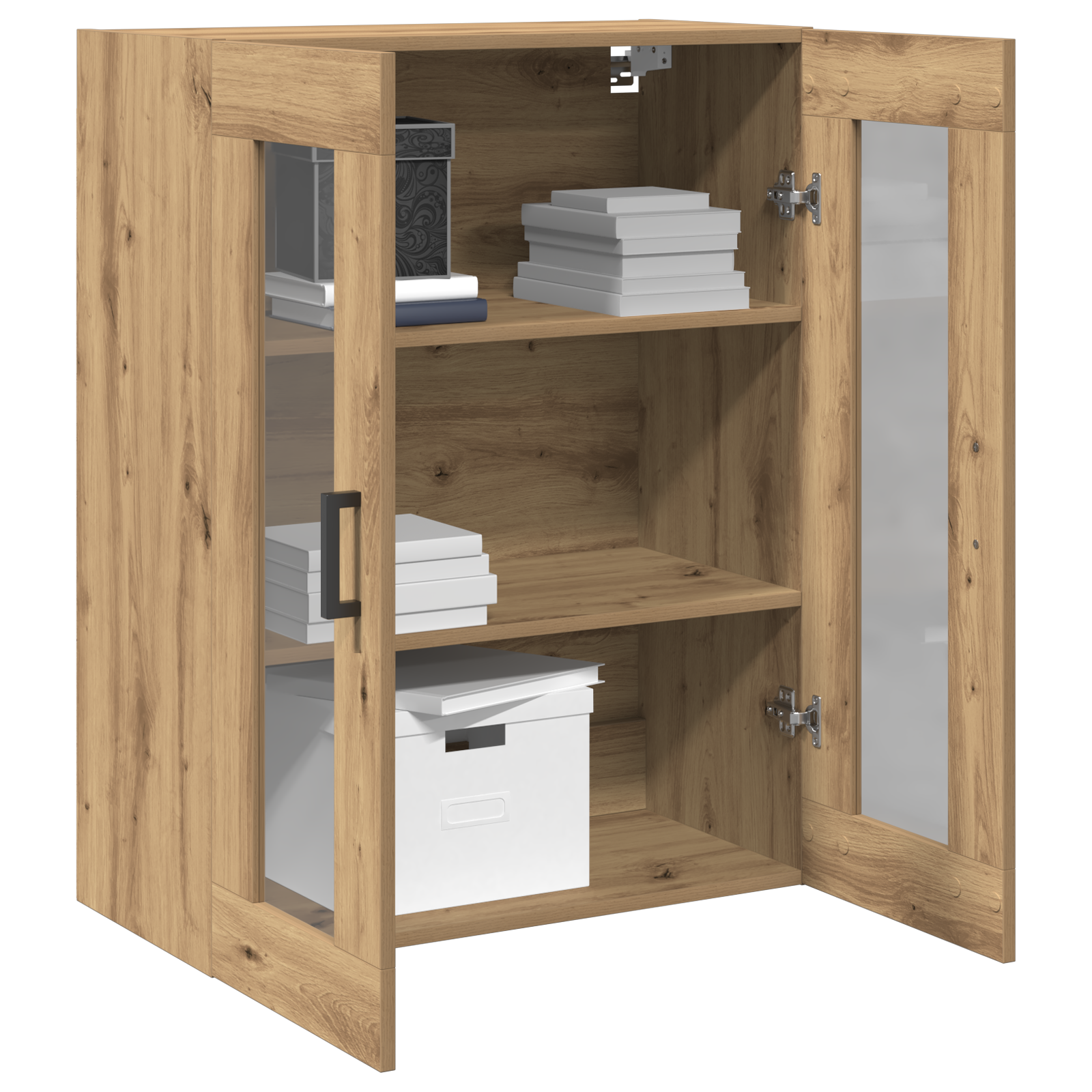 vidaXL Wandkast met glazen deuren 69,5x34x90 cm artisanaal eiken