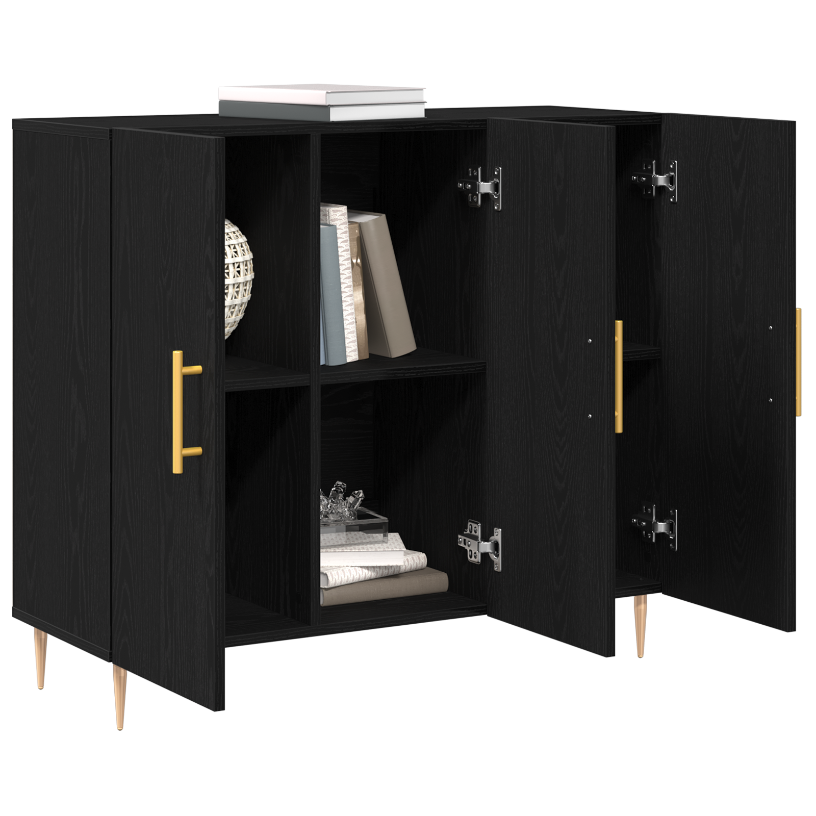 vidaXL Dressoir Zwart Eiken 90x34x80 cm Geëngineerd Hout