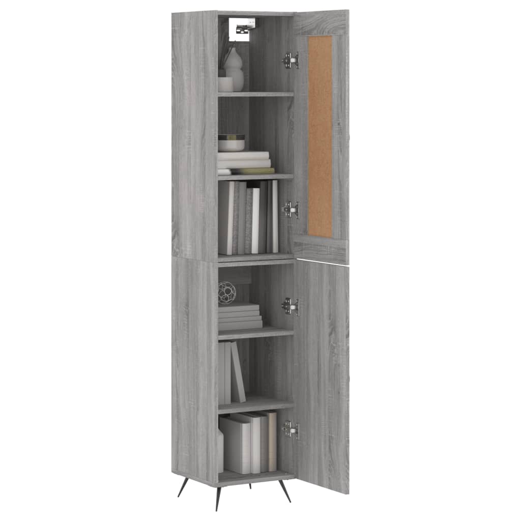 vidaXL Hoge kast 34,5x34x180 cm bewerkt hout grijs sonoma eikenkleurig
