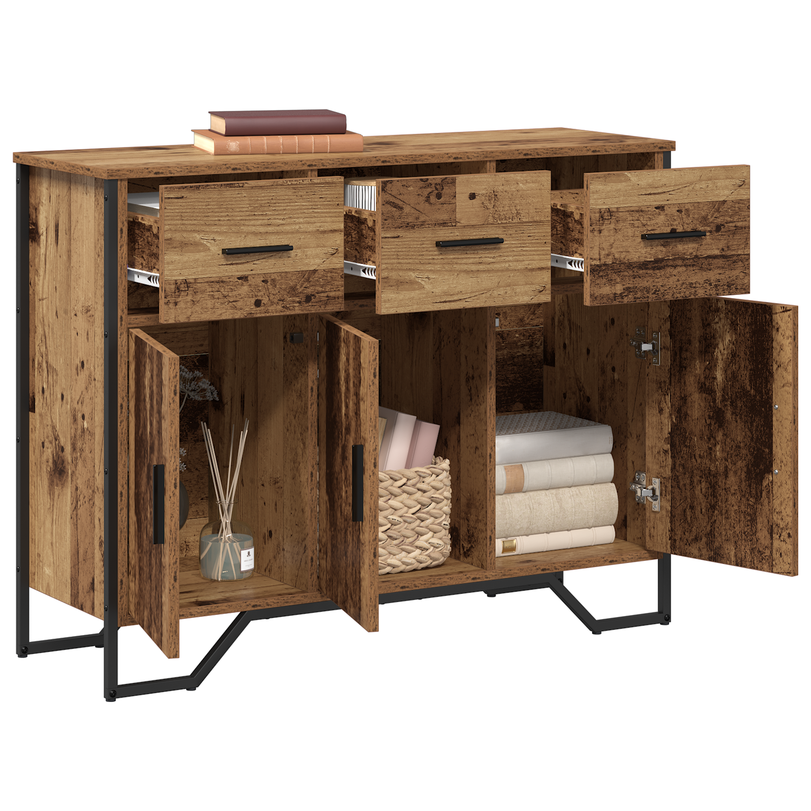 vidaXL Dressoir Oud Hout Eik 97x32,5x74,5 cm Gerecycled Hout
