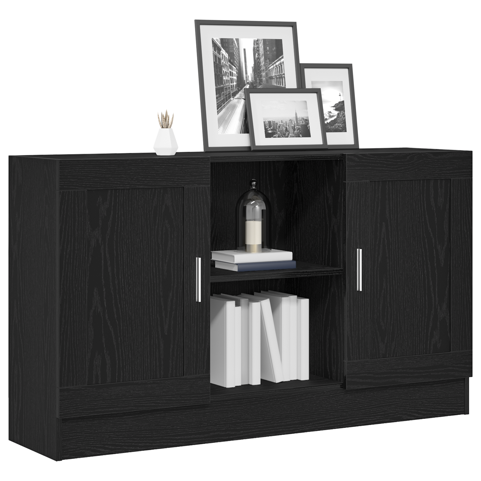vidaXL Dressoir120x30,5x70 cm van bewerkt hout zwart eikenkleurig