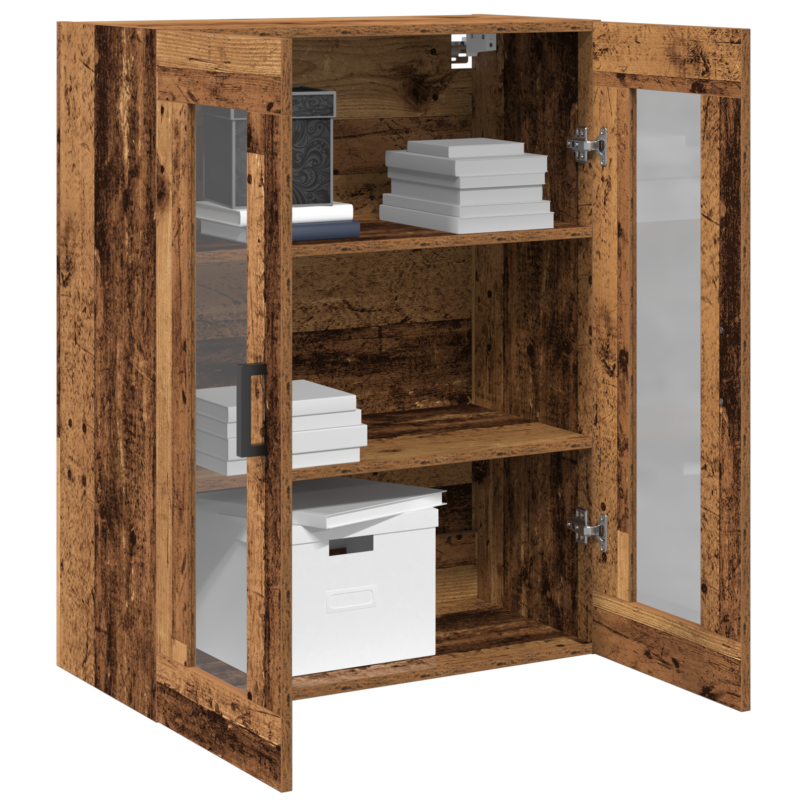 vidaXL Wandkast met glazen deuren 69,5x34x90 cm oud houtkleurig