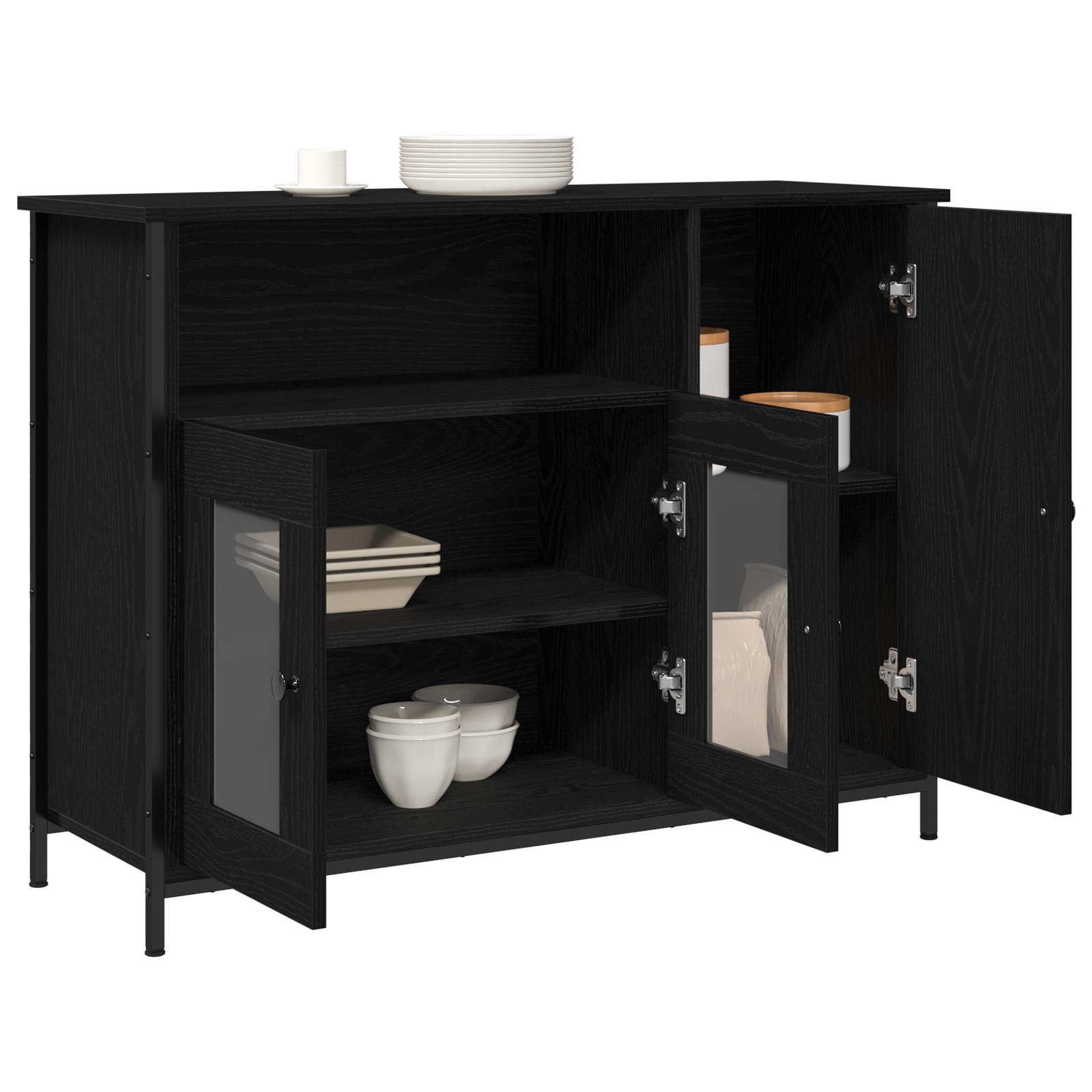 vidaXL Dressoir 100x35x75 cm bewerkt hout zwart eikenkleurig