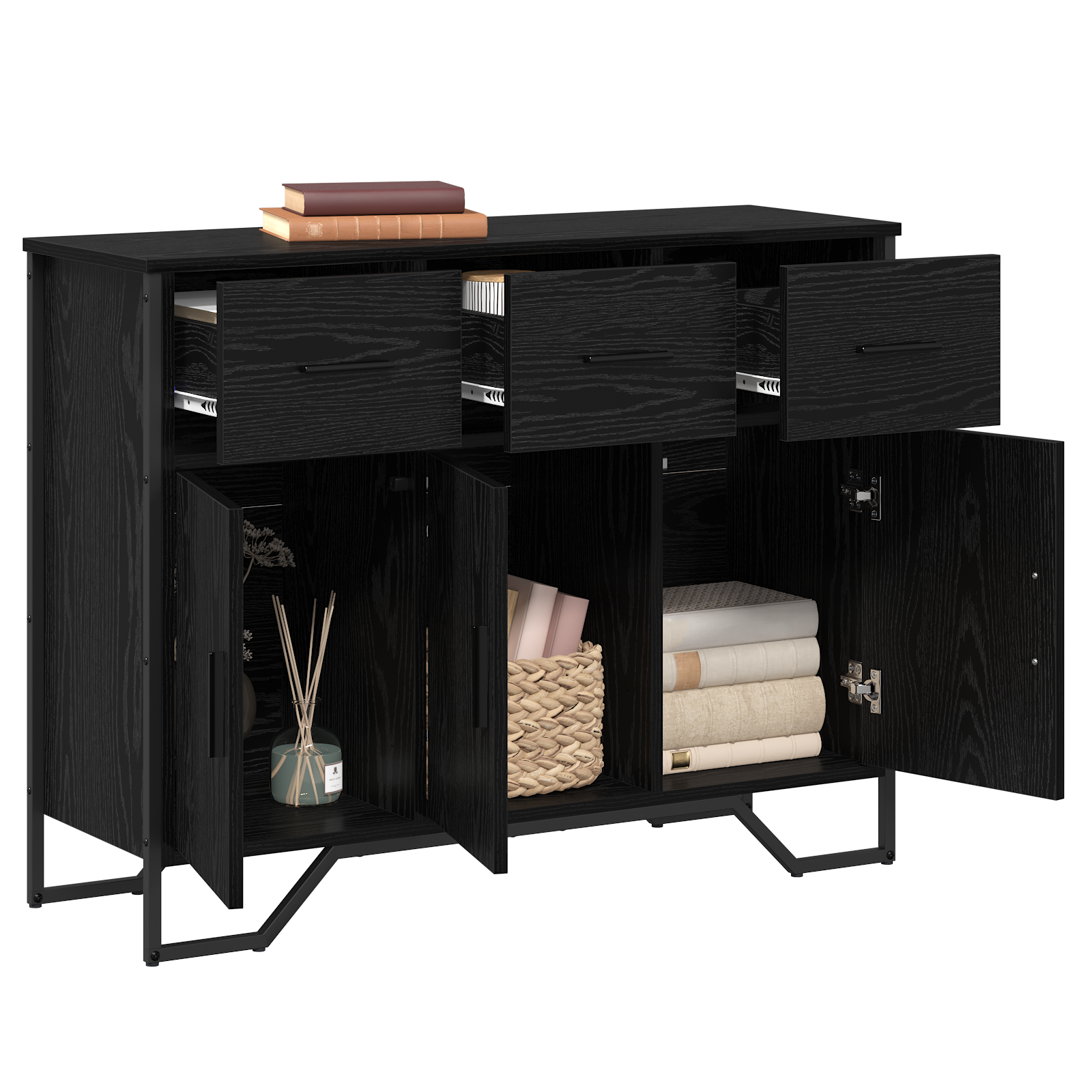 vidaXL Dressoir Zwart Eiken 97x32.5x74.5 cm Engineered Hout
