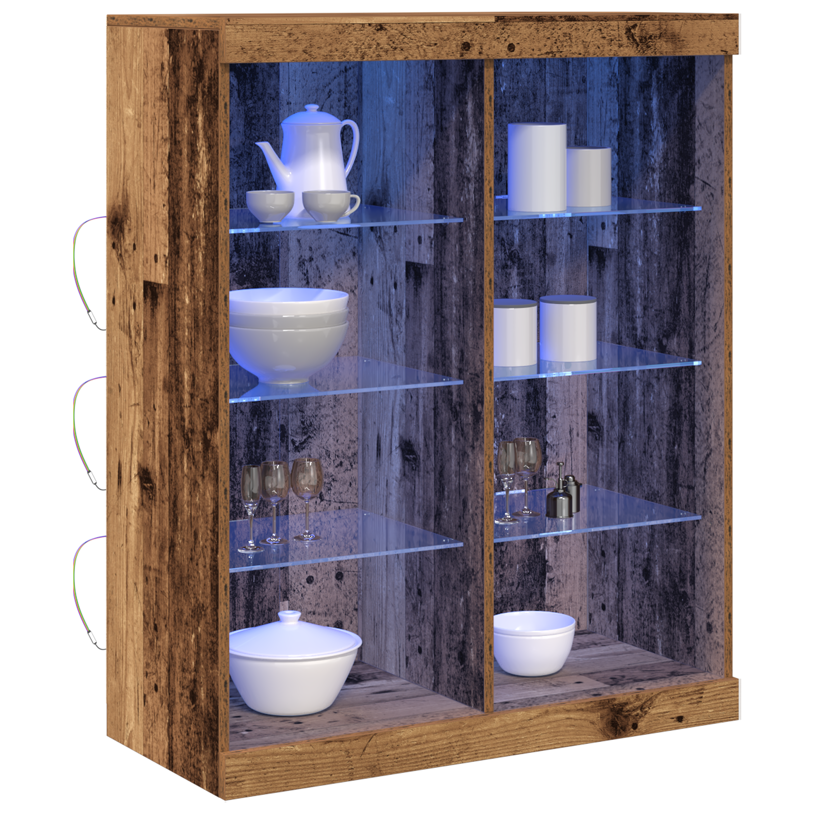 vidaXL Dressoir met LED-verlichting Oud Hout 41x37x100 cm