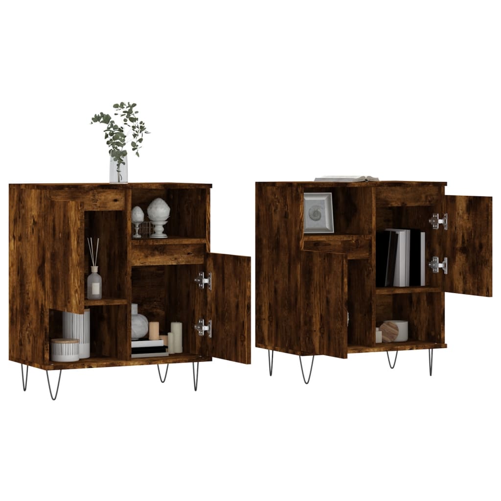 vidaXL Dressoirs 2 st bewerkt hout gerookt eikenkleurig