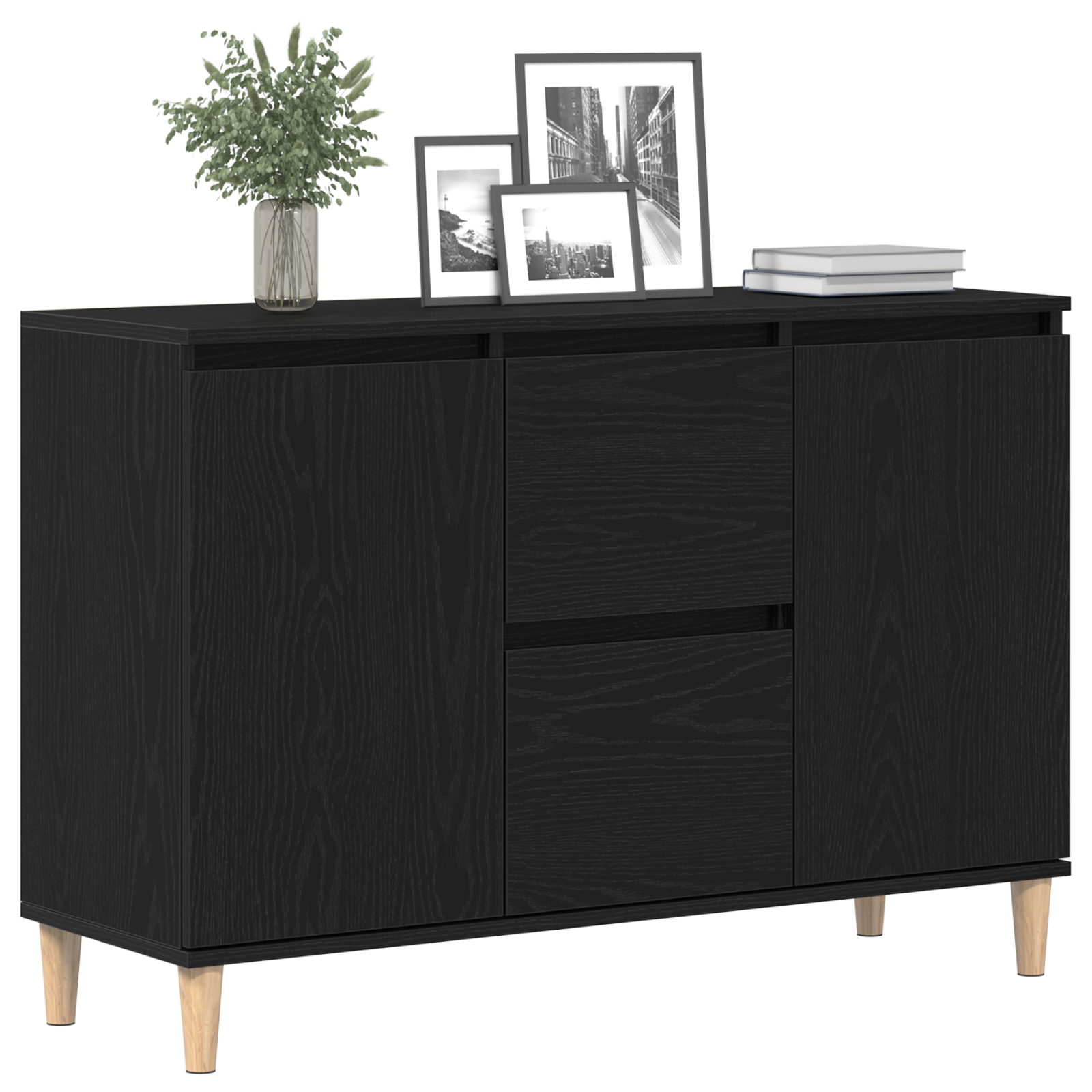 vidaXL Dressoir Zwart Eiken 101x35x60 cm Geengineerd Hout